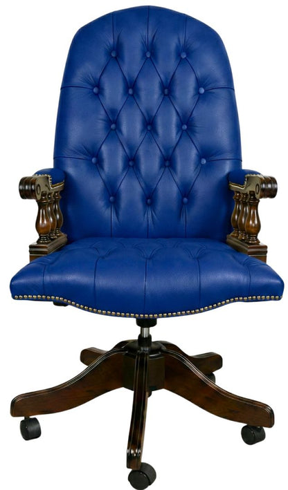 The Mountbatton Swivel Chair in Windsor Ultramarine leather