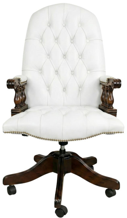 The Mountbatton Swivel Chair in Windsor White leather