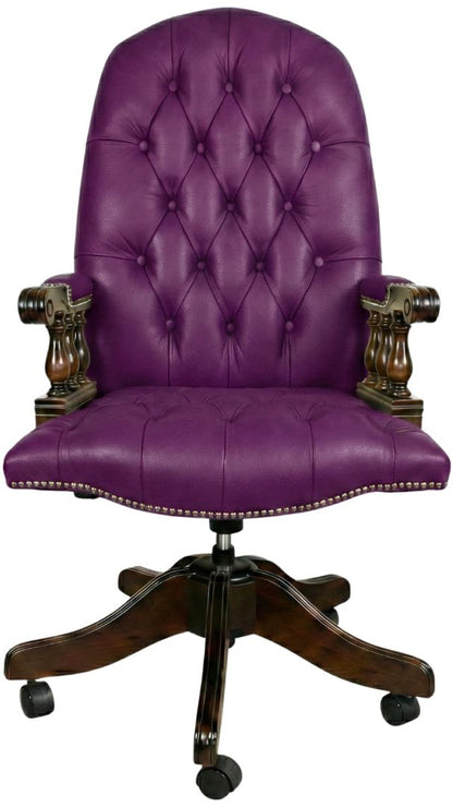 The Mountbatton Swivel Chair in Windsor Wineberry leather
