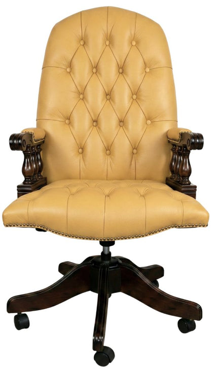 The Mountbatton Swivel Chair in Windsor Yellow leather