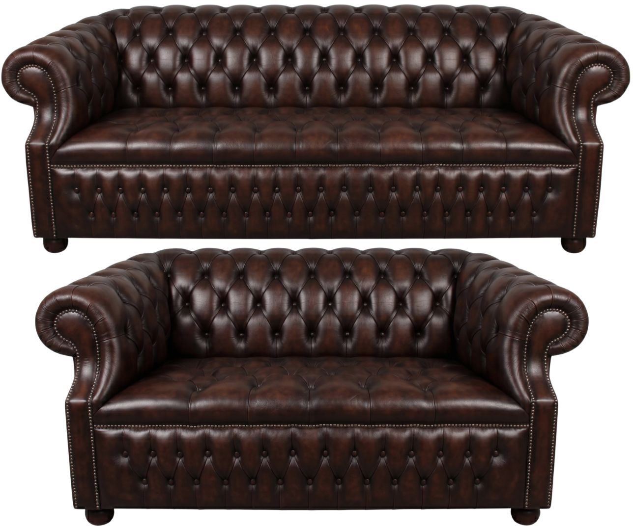 Rothwell Leather Chesterfield Sofa 3 Piece Suite | Fully Tufted
