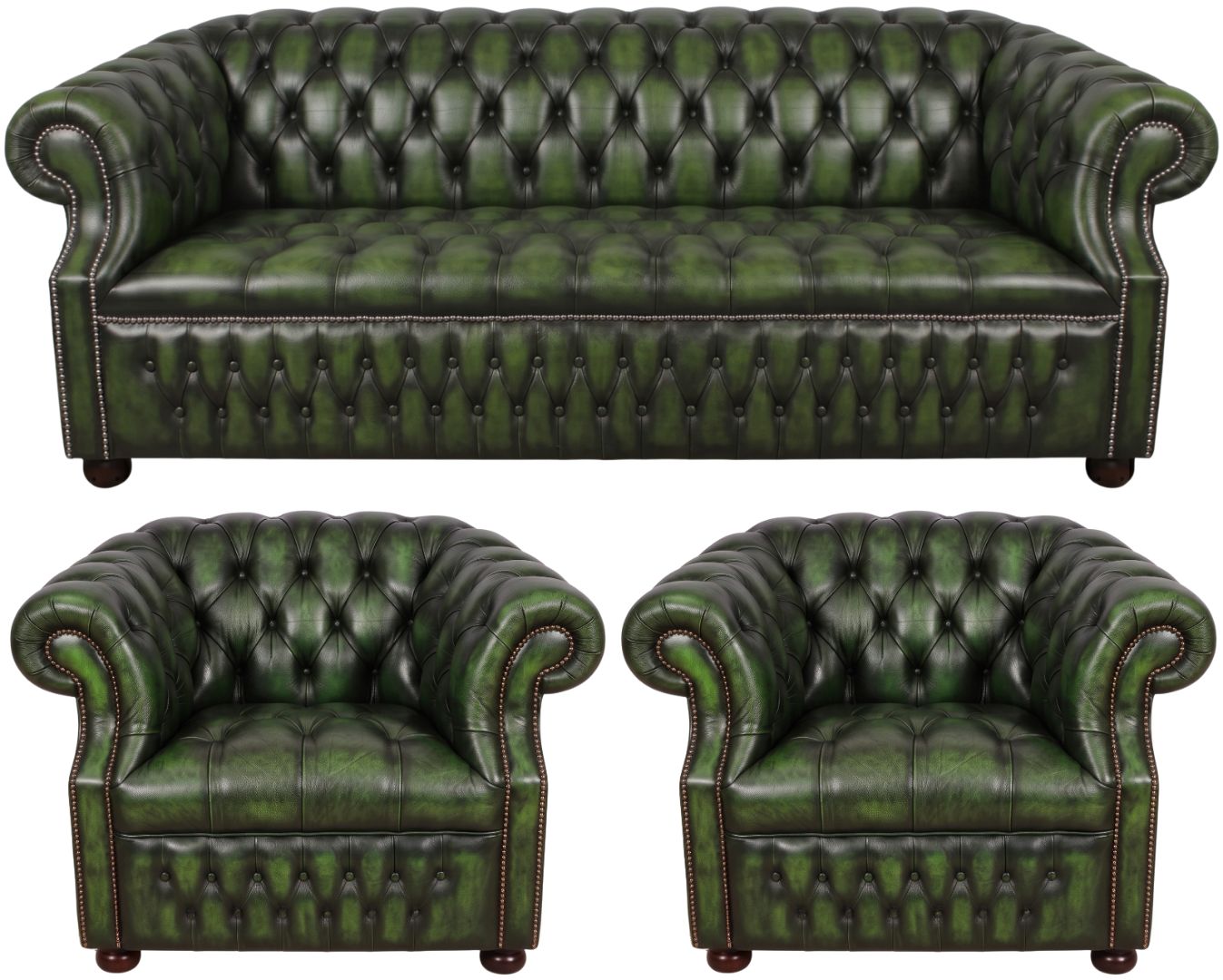 Rothwell Leather Chesterfield Sofa 3 Piece Suite | Fully Tufted