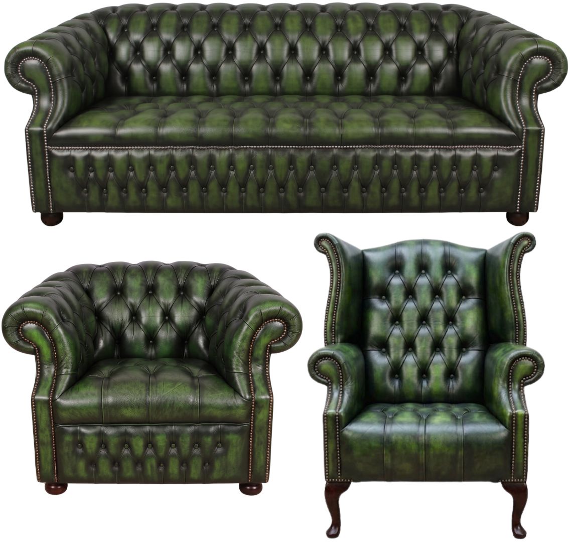 Rothwell Leather Chesterfield Sofa 3 Piece Suite | Fully Tufted