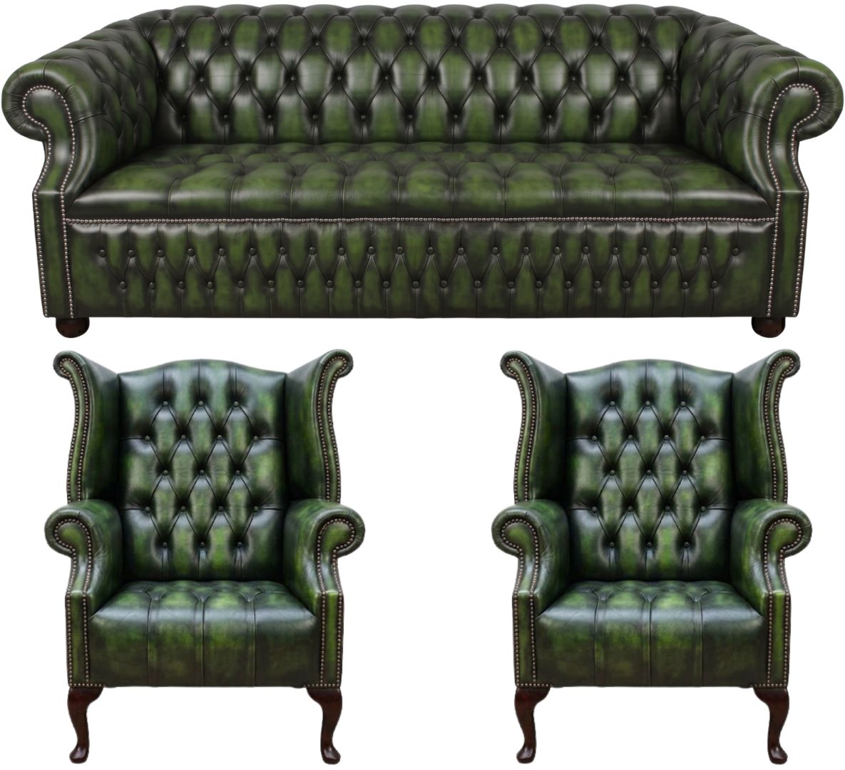 Rothwell Leather Chesterfield Sofa 3 Piece Suite | Fully Tufted