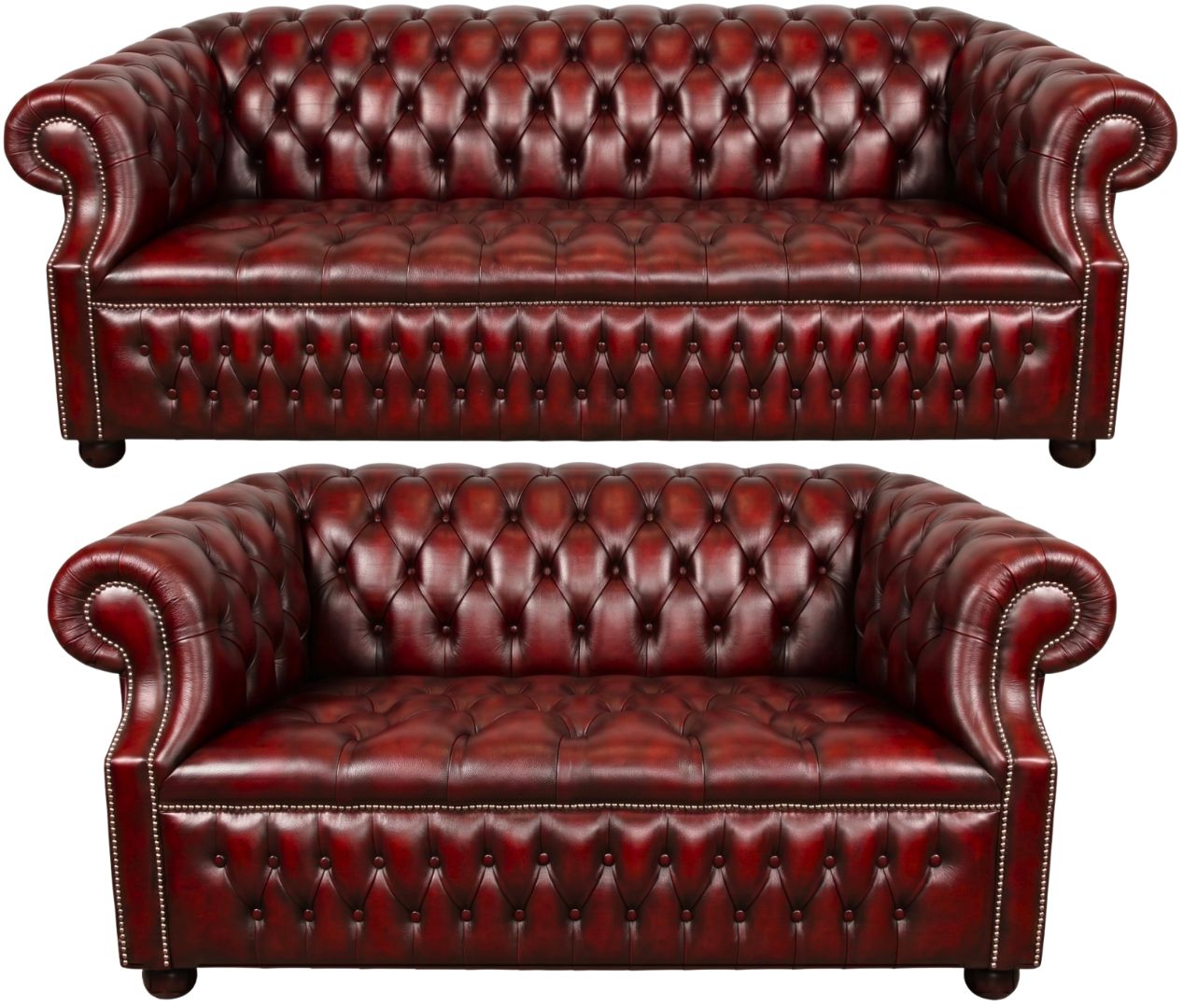 Rothwell Leather Chesterfield Sofa 3 Piece Suite | Fully Tufted