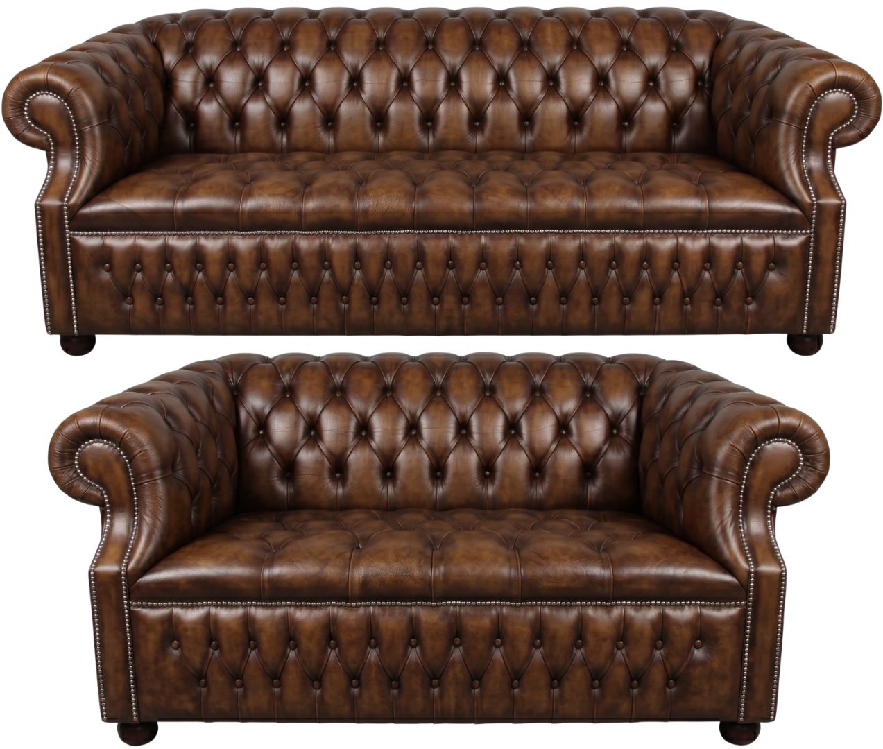 Rothwell Leather Chesterfield Sofa 3 Piece Suite | Fully Tufted