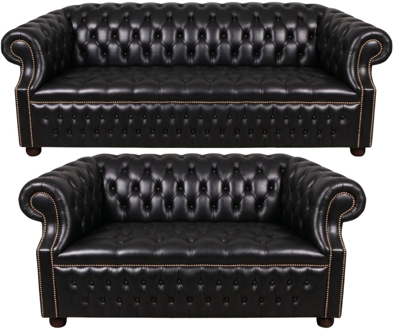 Rothwell Leather Chesterfield Sofa 3 Piece Suite | Fully Tufted