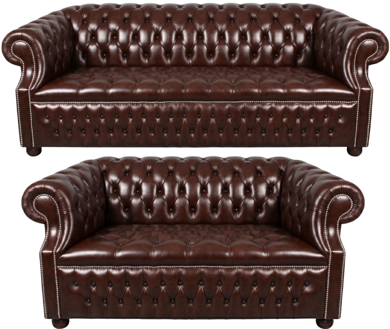 Rothwell Leather Chesterfield Sofa 3 Piece Suite | Fully Tufted