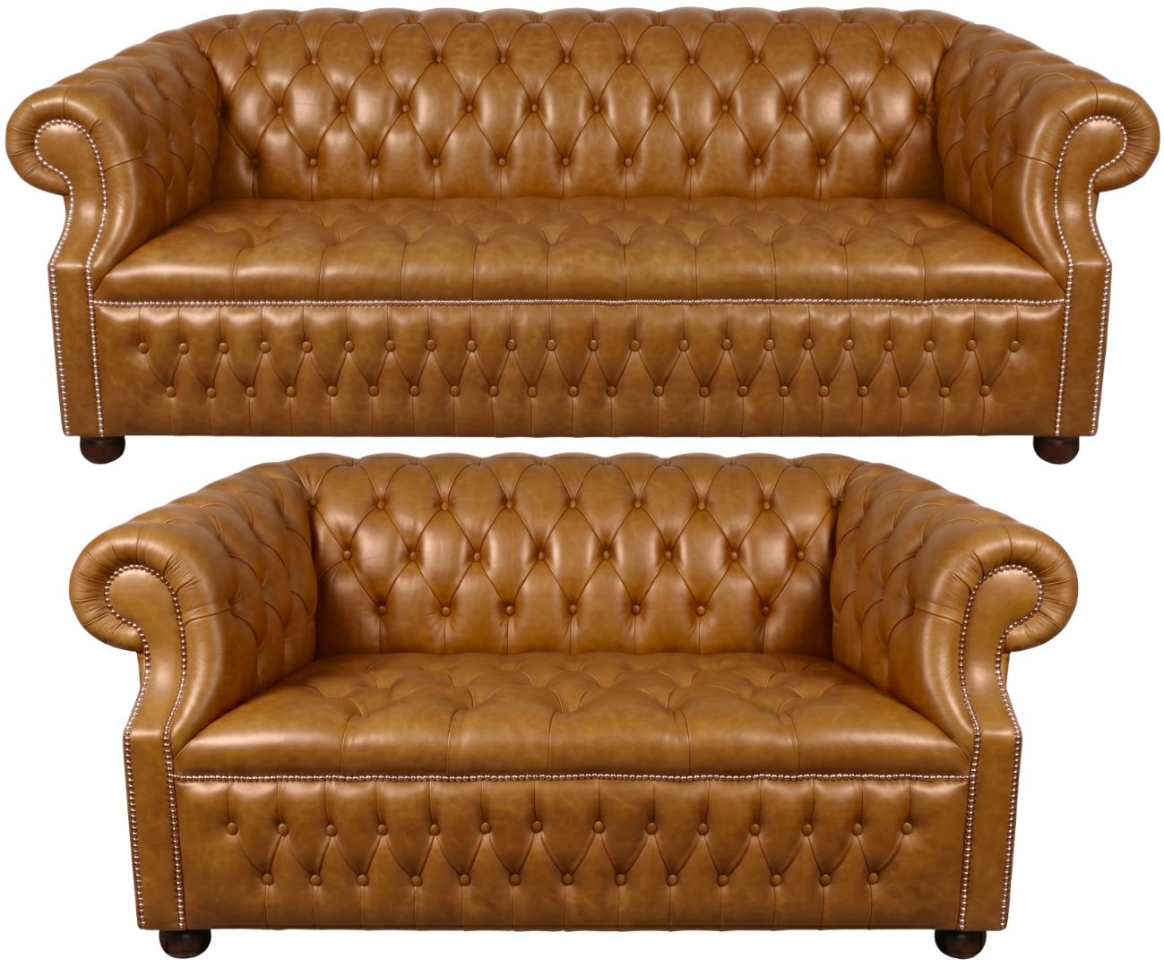 Rothwell Leather Chesterfield Sofa 3 Piece Suite | Fully Tufted
