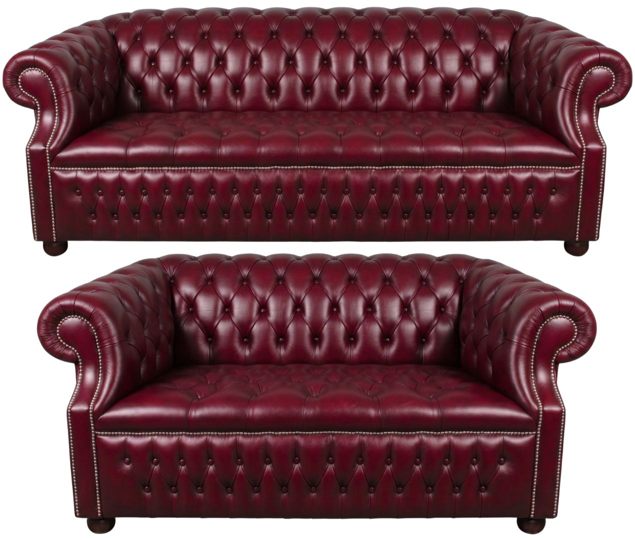 Rothwell Leather Chesterfield Sofa 3 Piece Suite | Fully Tufted
