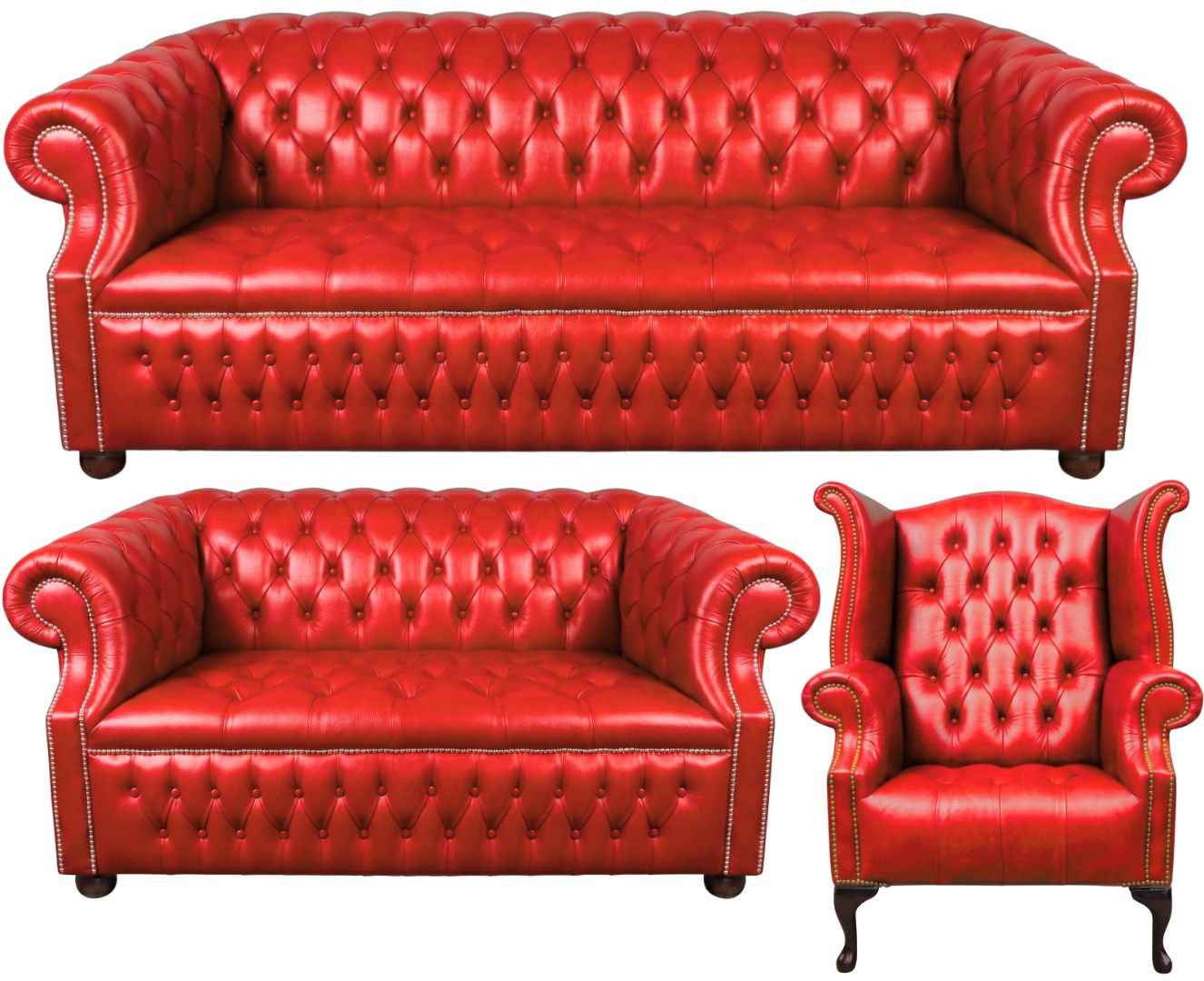 Rothwell Leather Chesterfield Sofa 3 Piece Suite | Fully Tufted