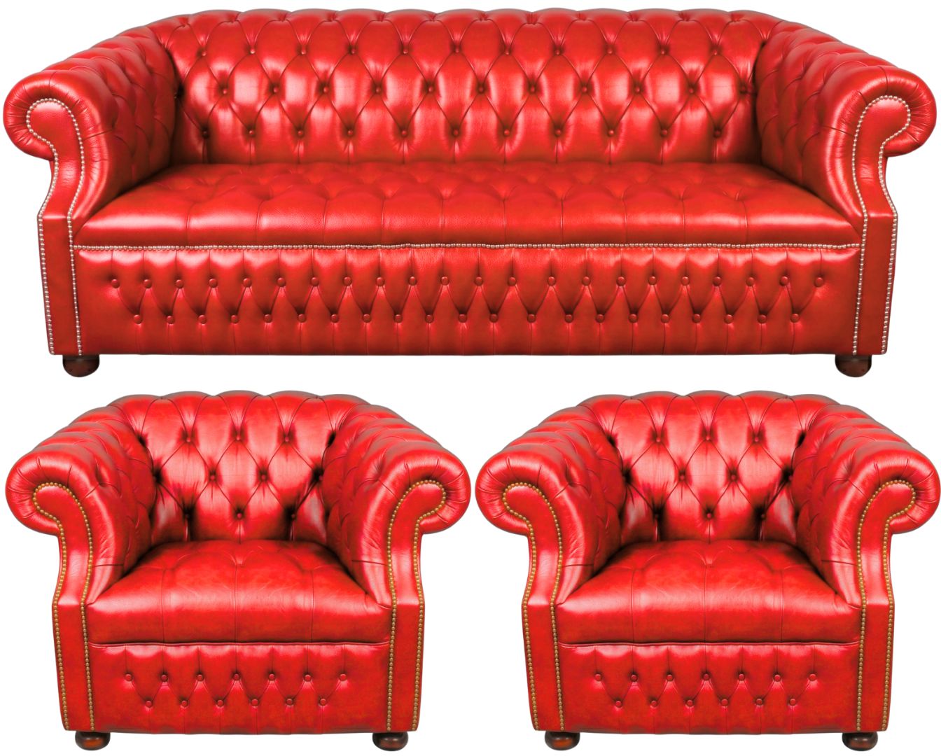 Rothwell Leather Chesterfield Sofa 3 Piece Suite | Fully Tufted