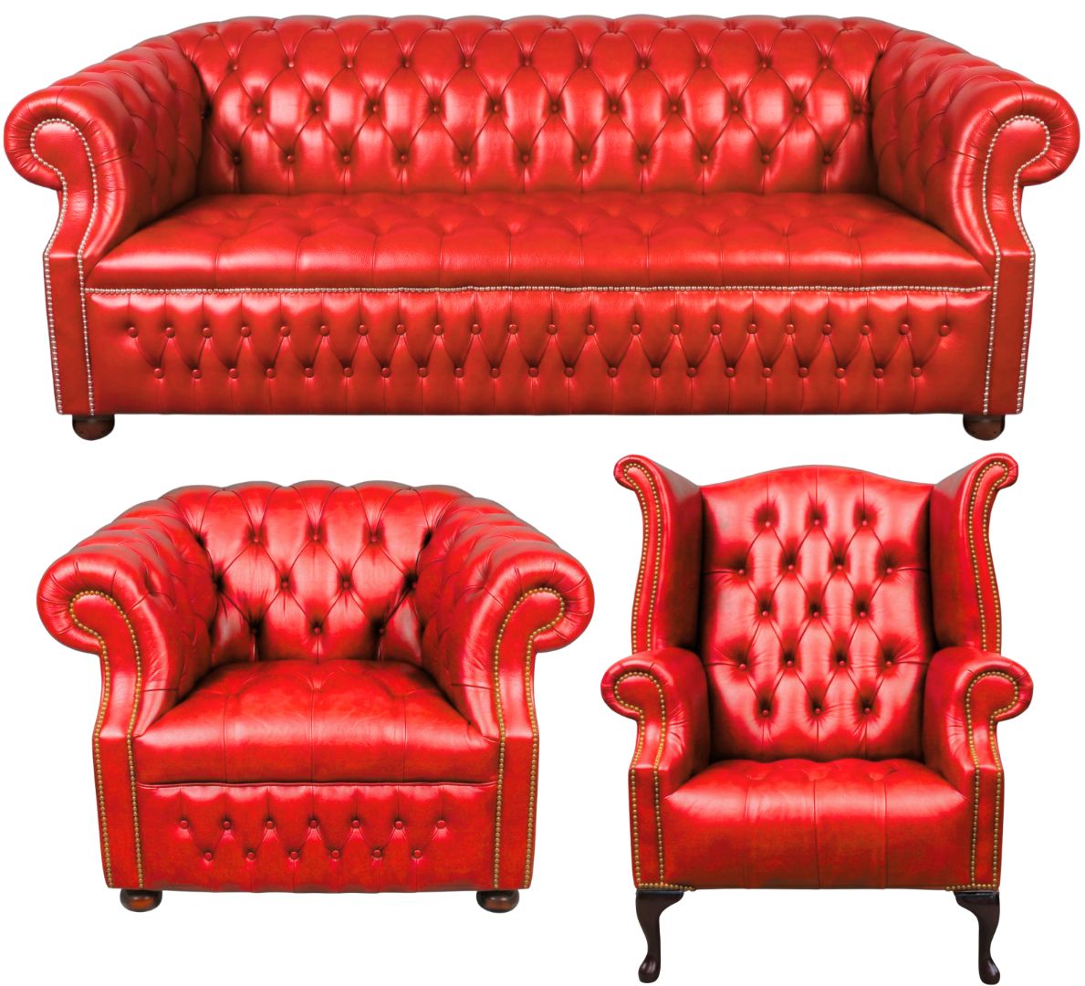 Rothwell Leather Chesterfield Sofa 3 Piece Suite | Fully Tufted