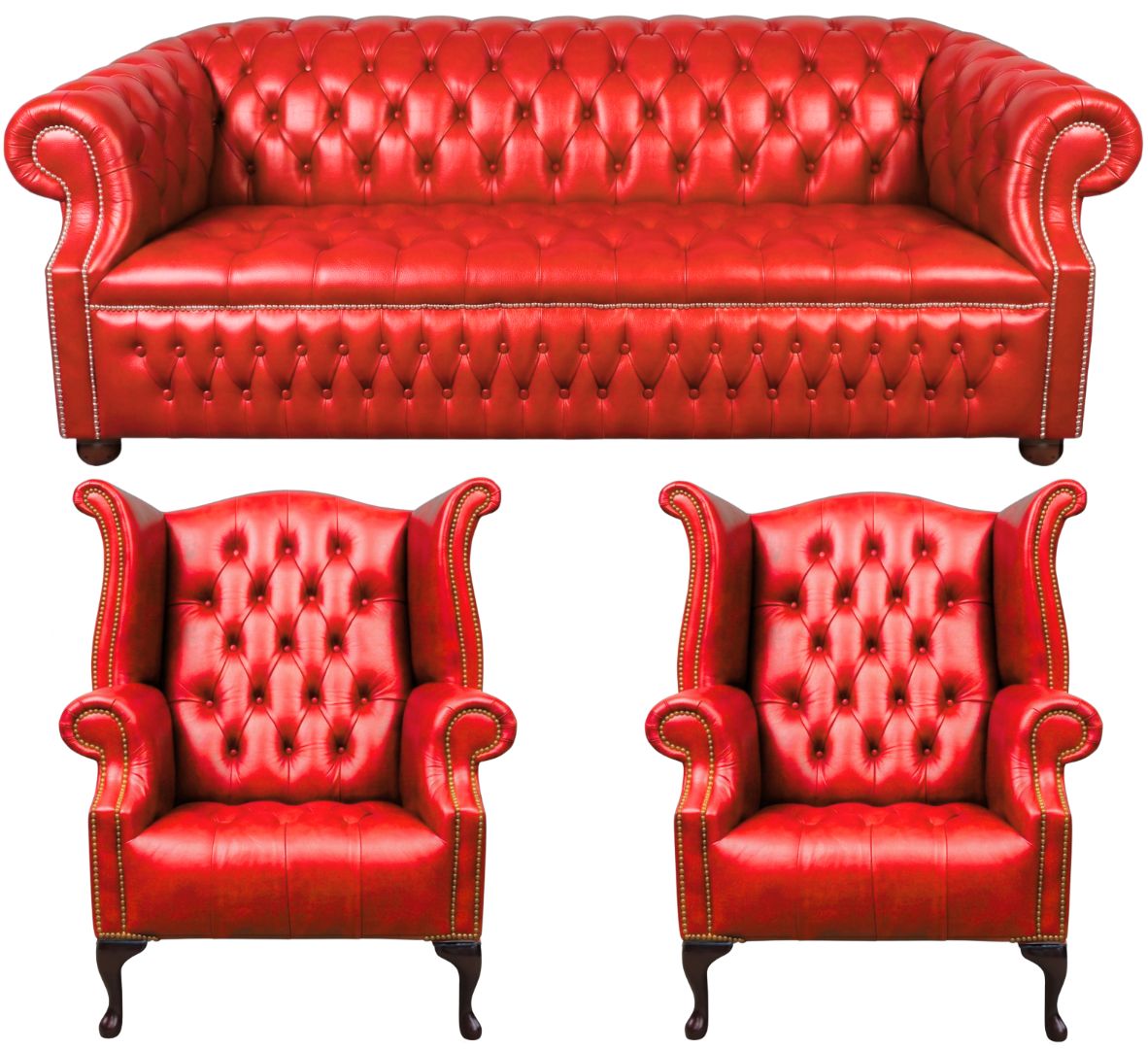 Rothwell Leather Chesterfield Sofa 3 Piece Suite | Fully Tufted