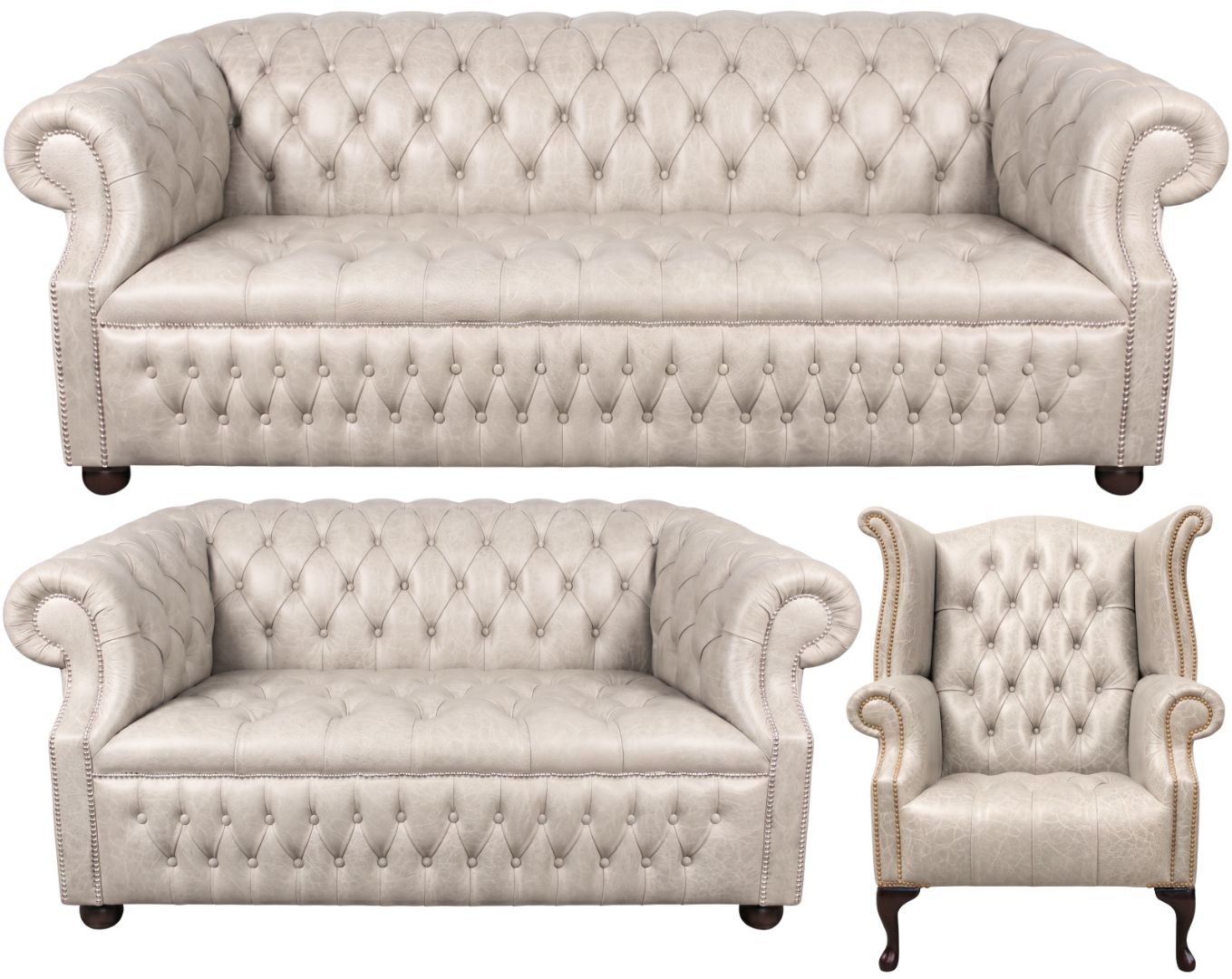 Rothwell Leather Chesterfield Sofa 3 Piece Suite | Fully Tufted