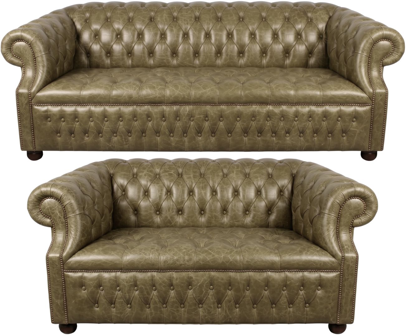 Rothwell Leather Chesterfield Sofa 3 Piece Suite | Fully Tufted