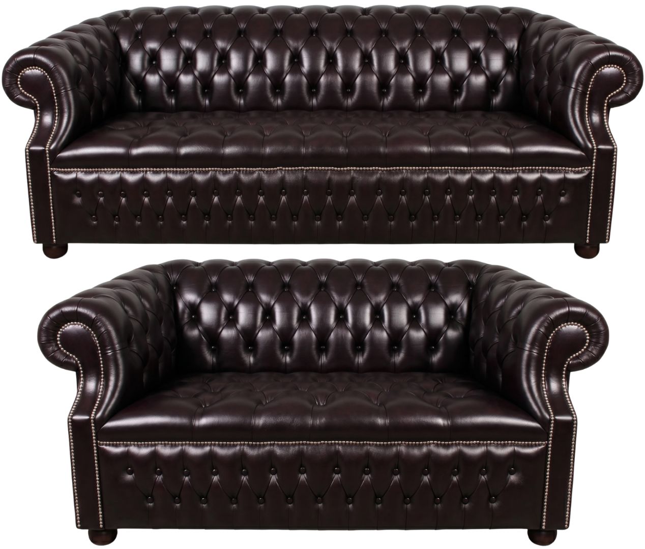 Rothwell Leather Chesterfield Sofa 3 Piece Suite | Fully Tufted