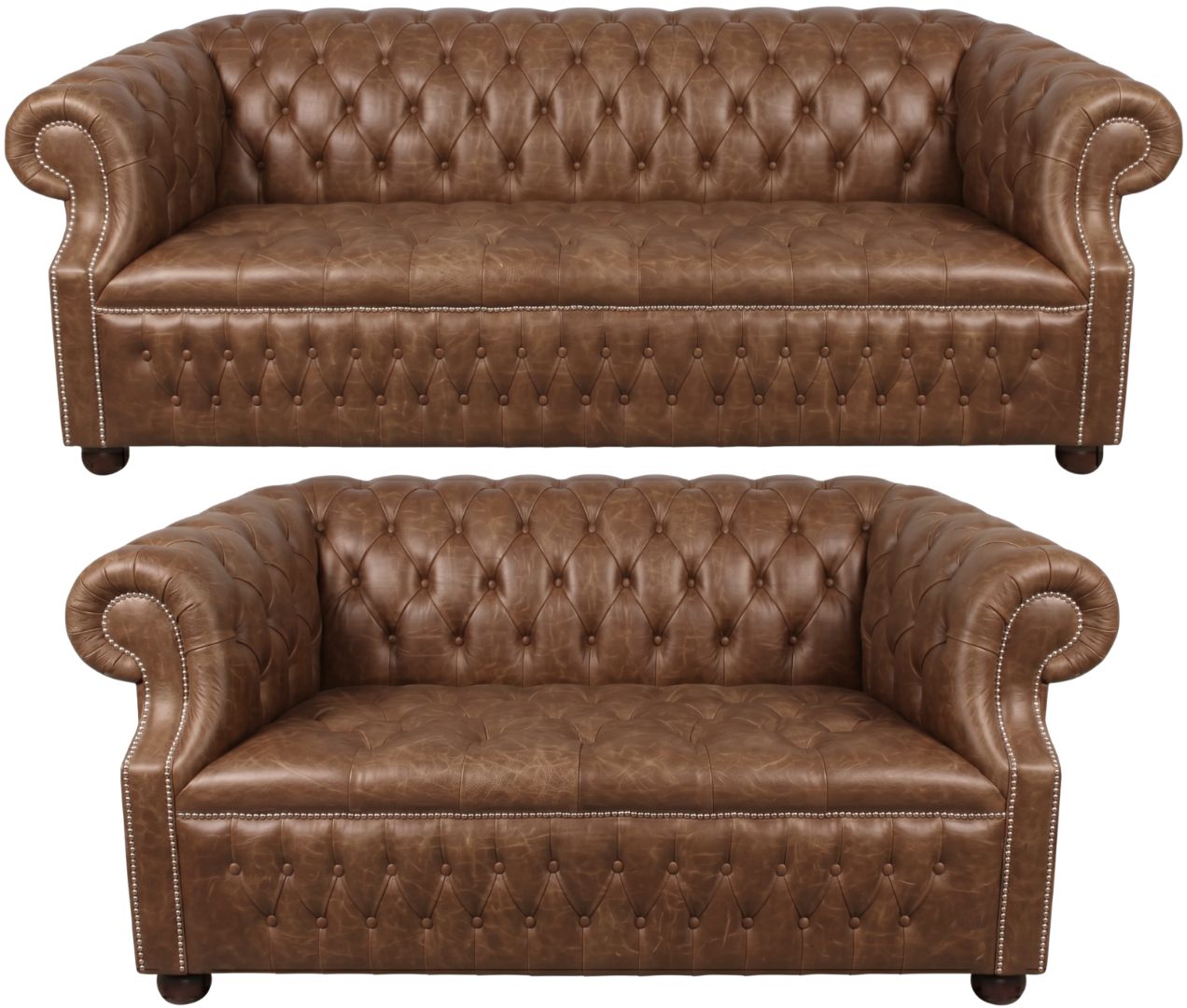 Rothwell Leather Chesterfield Sofa 3 Piece Suite | Fully Tufted