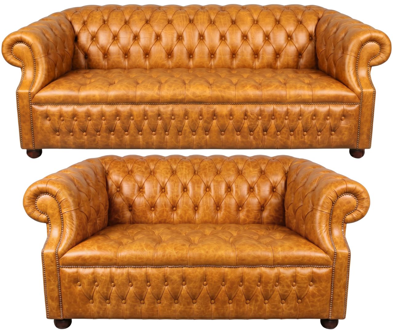 Rothwell Leather Chesterfield Sofa 3 Piece Suite | Fully Tufted