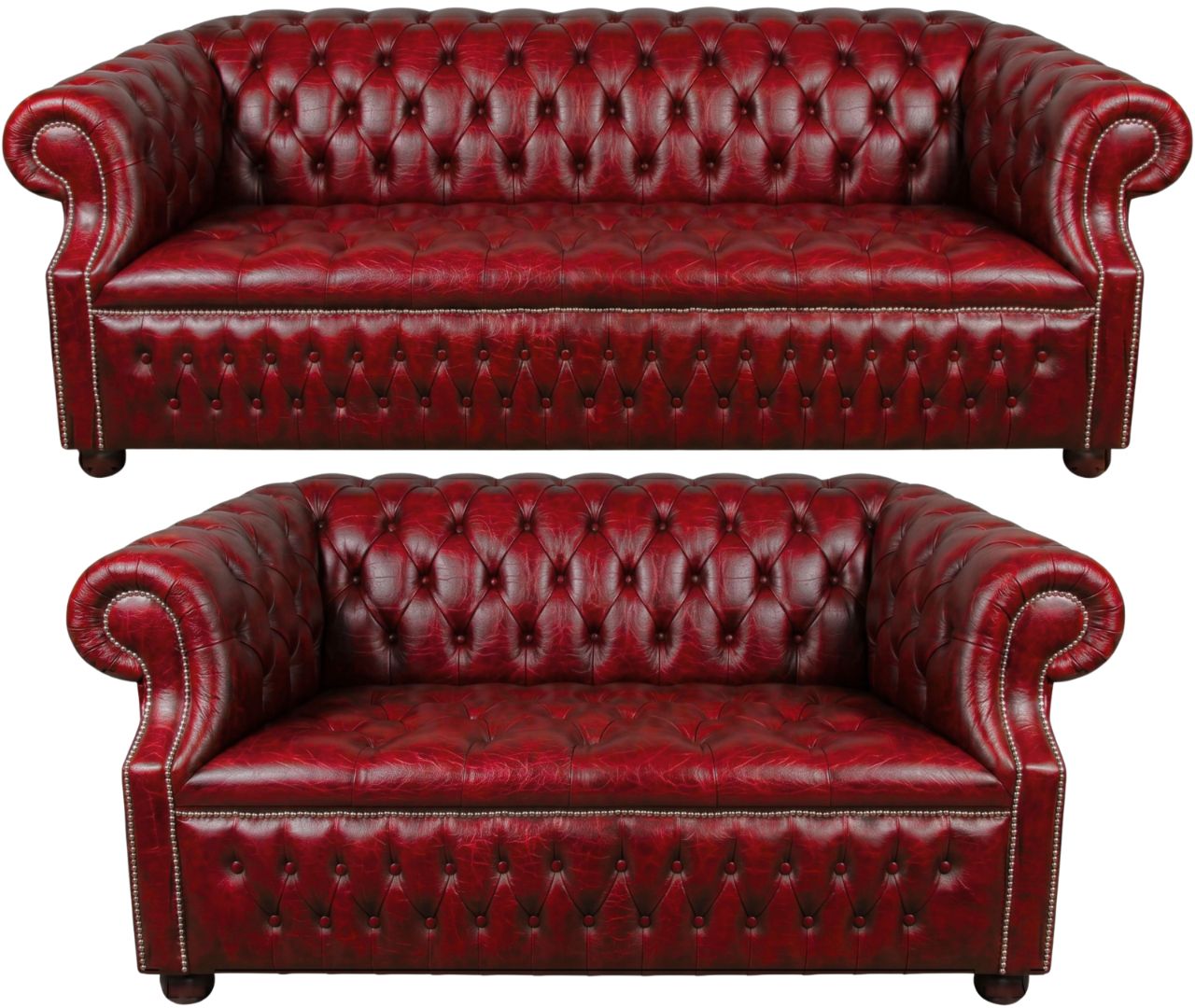 Rothwell Leather Chesterfield Sofa 3 Piece Suite | Fully Tufted