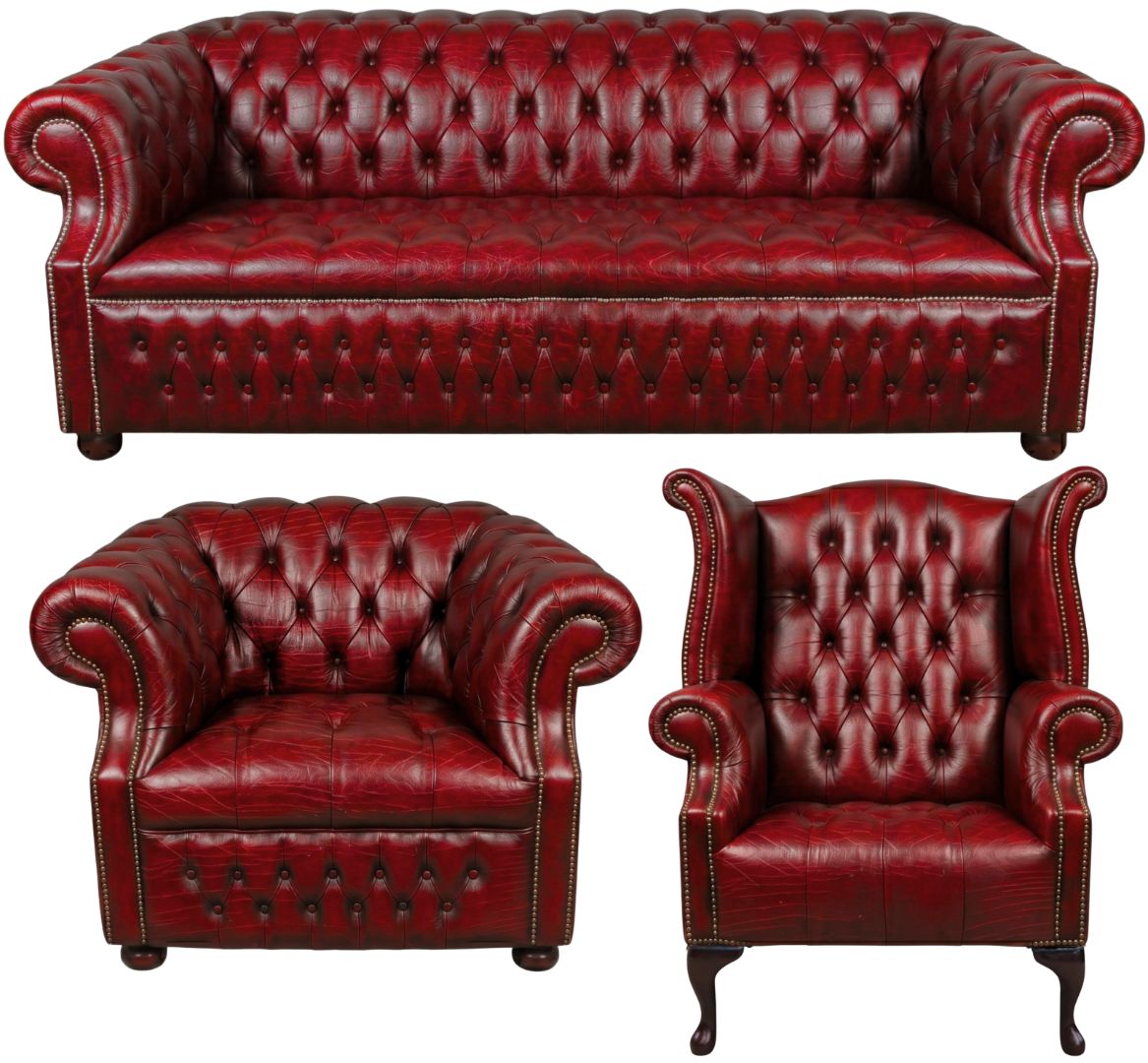 Rothwell Leather Chesterfield Sofa 3 Piece Suite | Fully Tufted