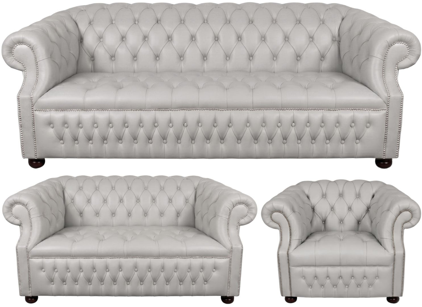 Rothwell Leather Chesterfield Sofa 3 Piece Suite | Fully Tufted