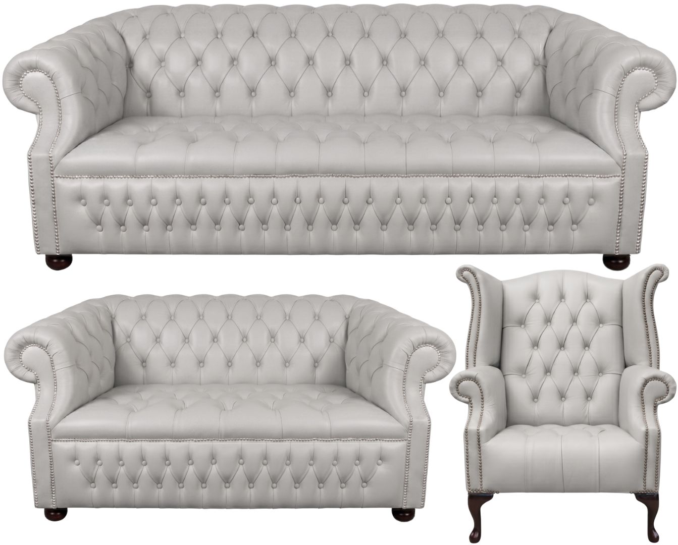 Rothwell Leather Chesterfield Sofa 3 Piece Suite | Fully Tufted