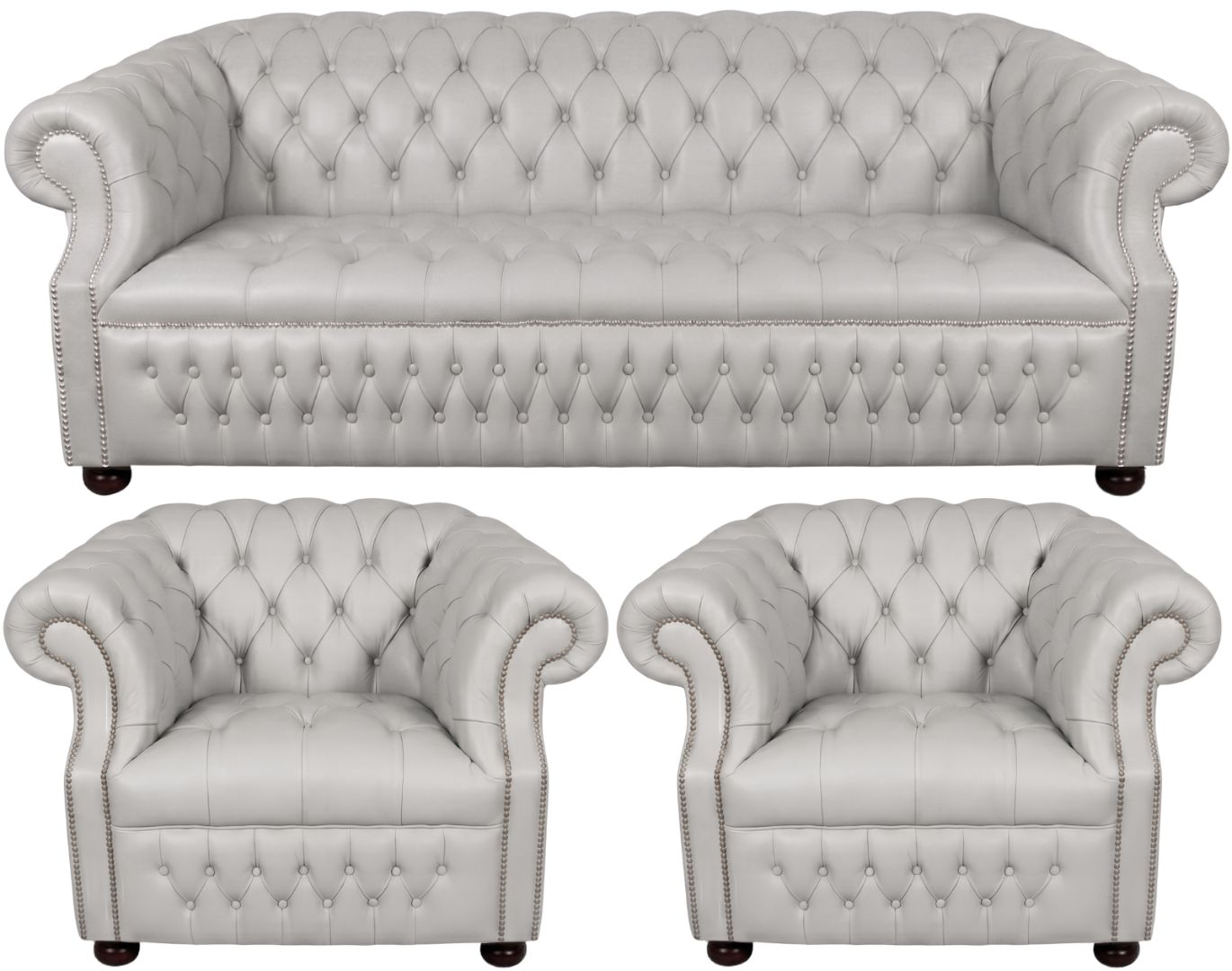Rothwell Leather Chesterfield Sofa 3 Piece Suite | Fully Tufted