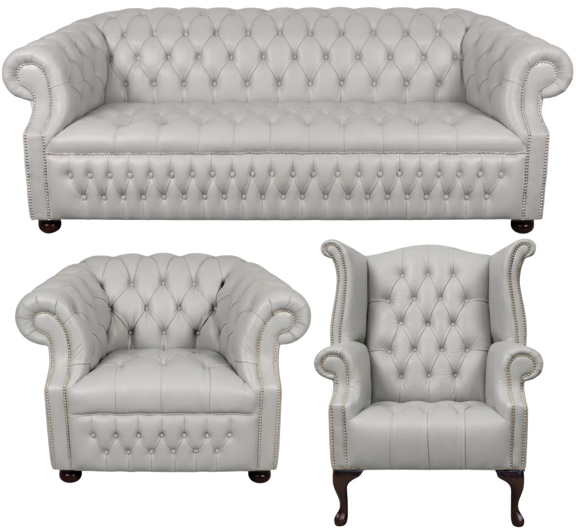 Rothwell Leather Chesterfield Sofa 3 Piece Suite | Fully Tufted