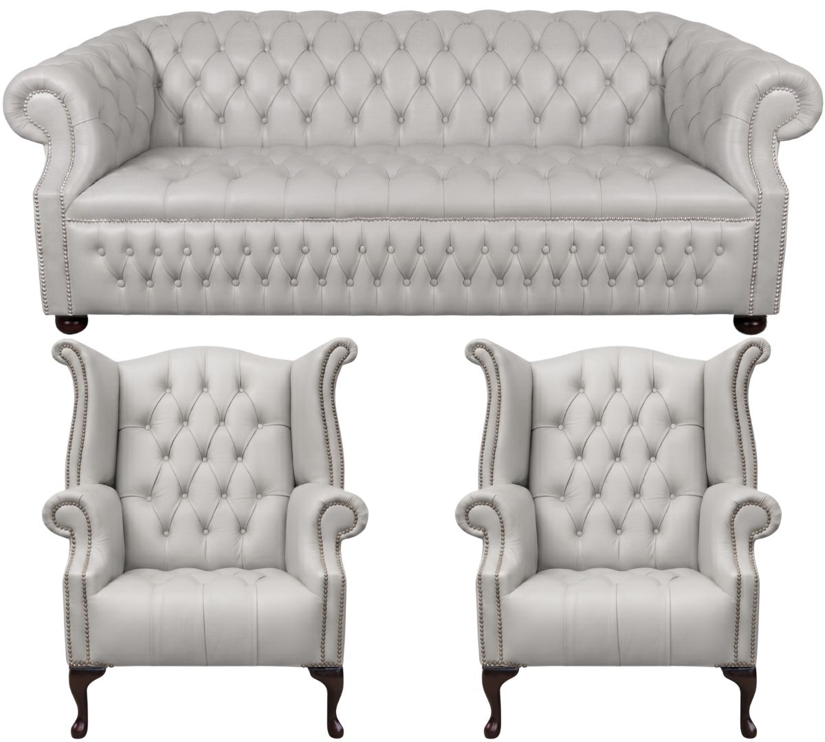 Rothwell Leather Chesterfield Sofa 3 Piece Suite | Fully Tufted
