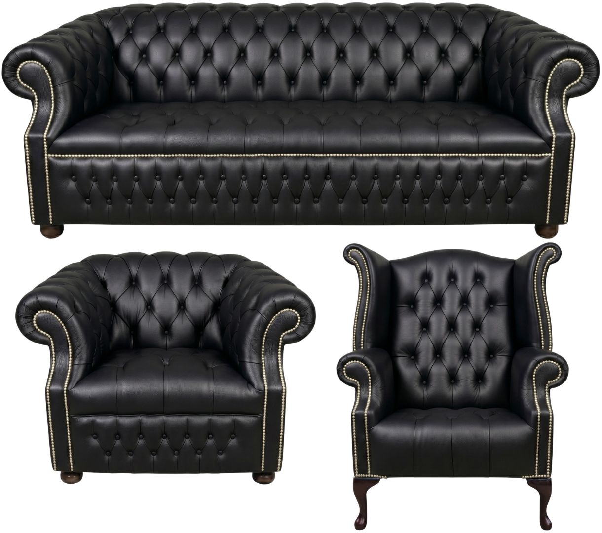 Rothwell Leather Chesterfield Sofa 3 Piece Suite | Fully Tufted