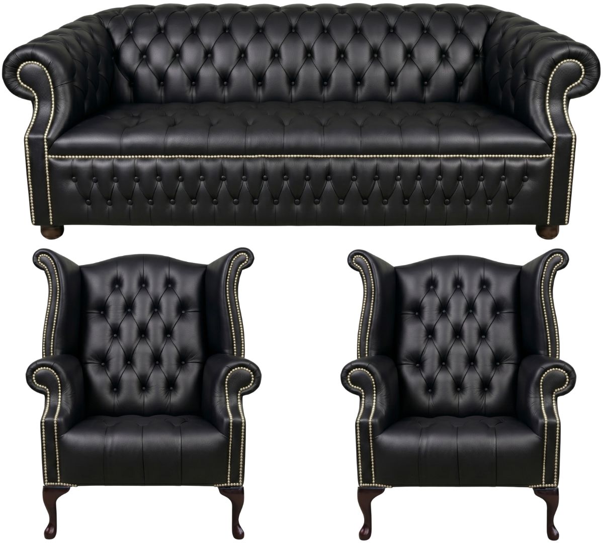 Rothwell Leather Chesterfield Sofa 3 Piece Suite | Fully Tufted