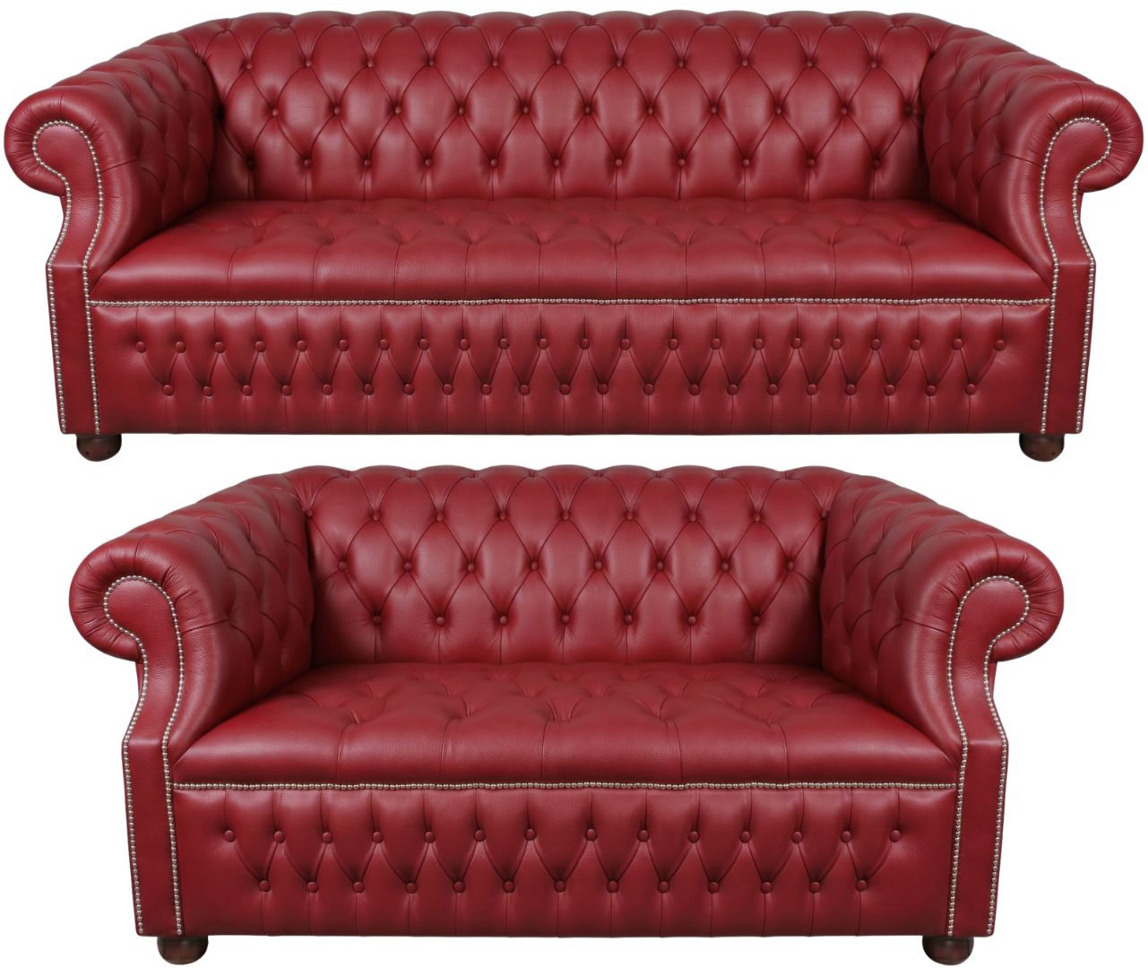 Rothwell Leather Chesterfield Sofa 3 Piece Suite | Fully Tufted