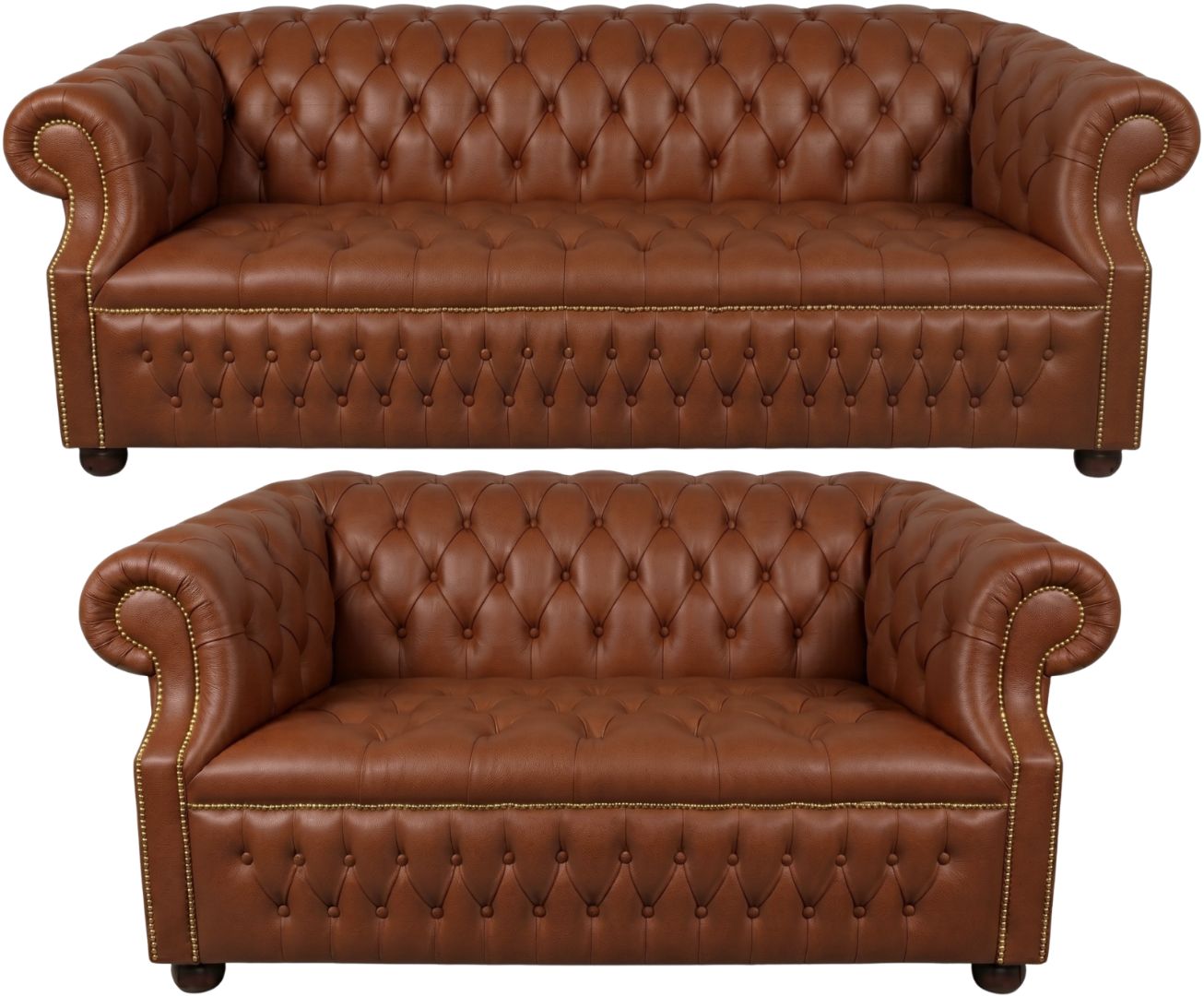 Rothwell Leather Chesterfield Sofa 3 Piece Suite | Fully Tufted