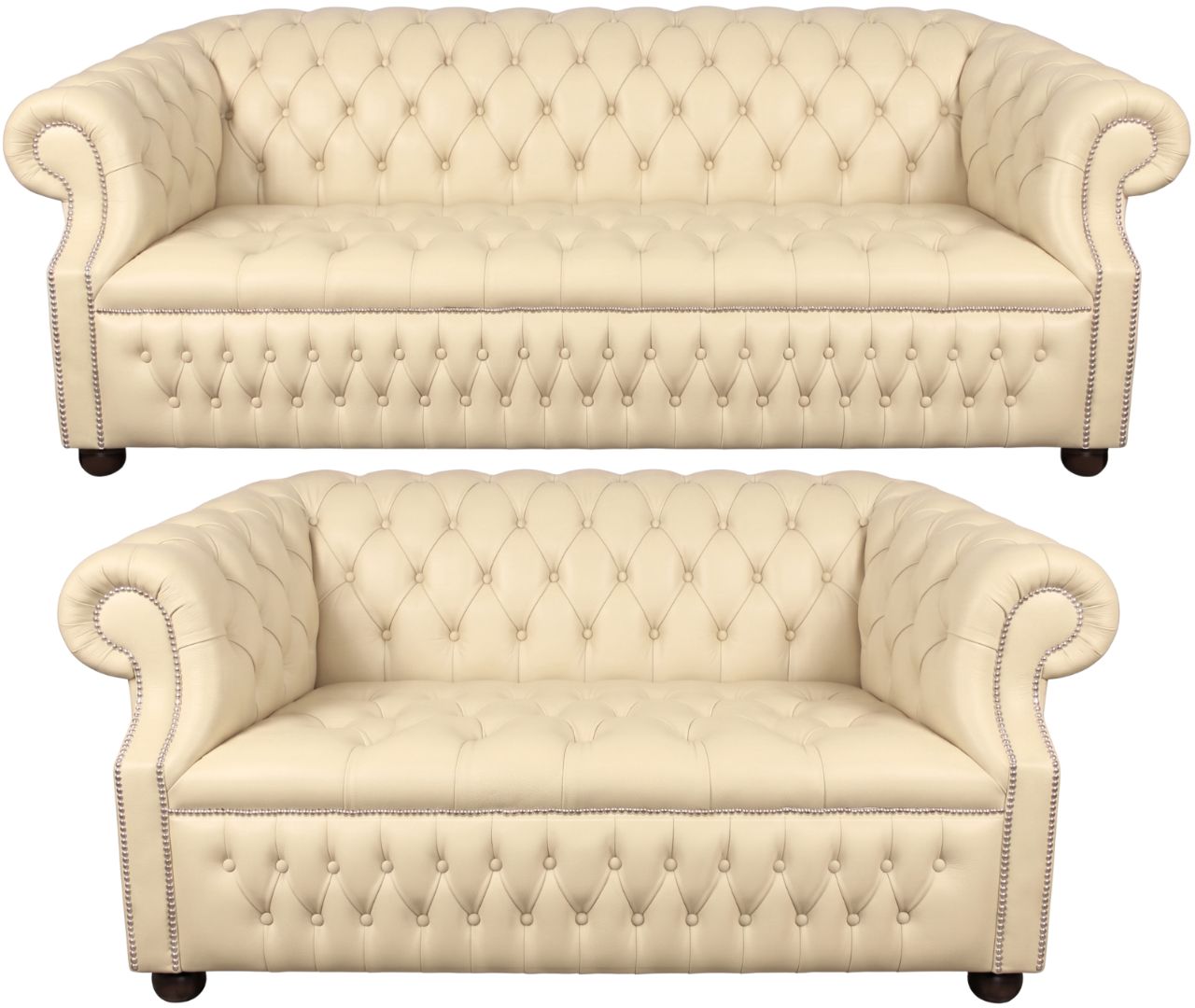 Rothwell Leather Chesterfield Sofa 3 Piece Suite | Fully Tufted