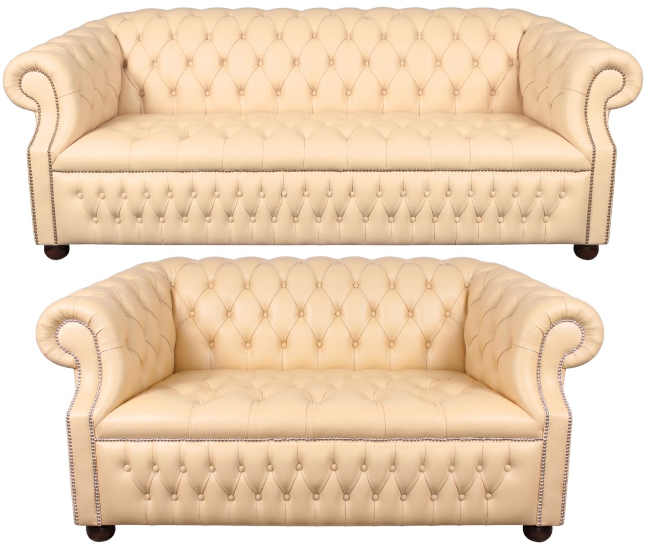 Rothwell Leather Chesterfield Sofa 3 Piece Suite | Fully Tufted