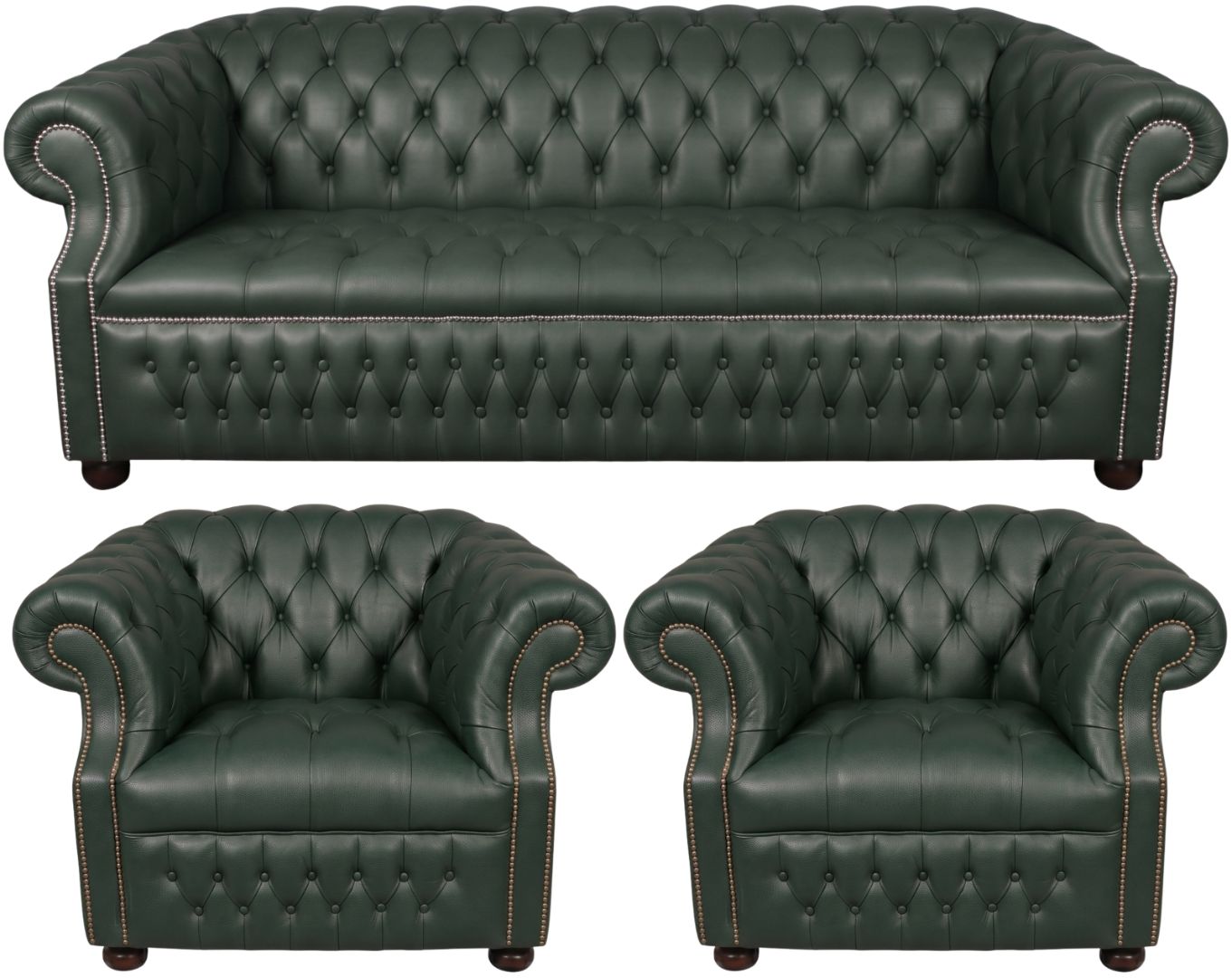 Rothwell Leather Chesterfield Sofa 3 Piece Suite | Fully Tufted