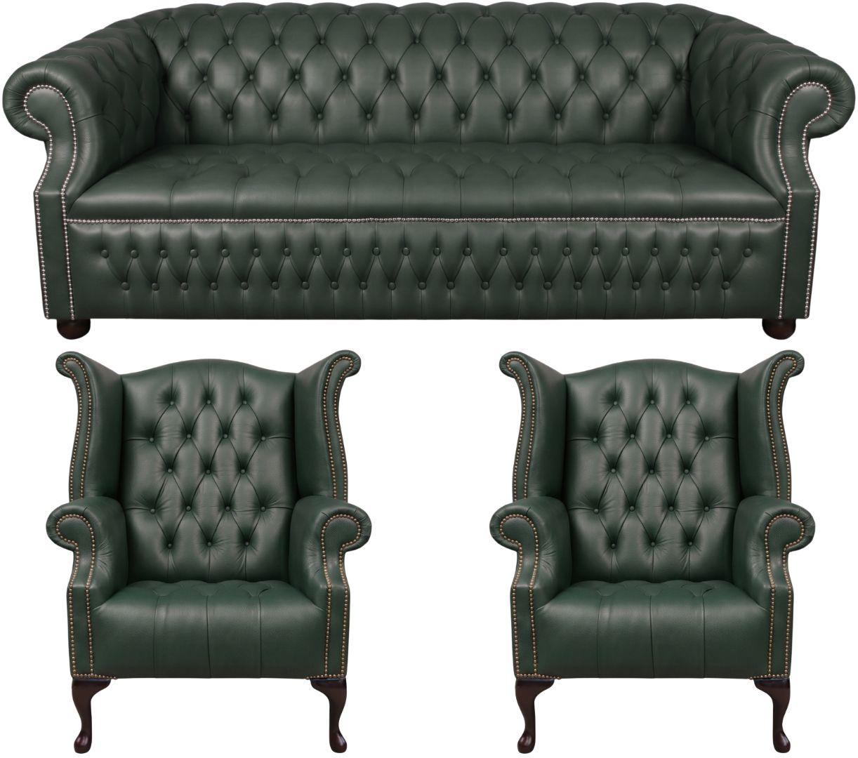 Rothwell Leather Chesterfield Sofa 3 Piece Suite | Fully Tufted