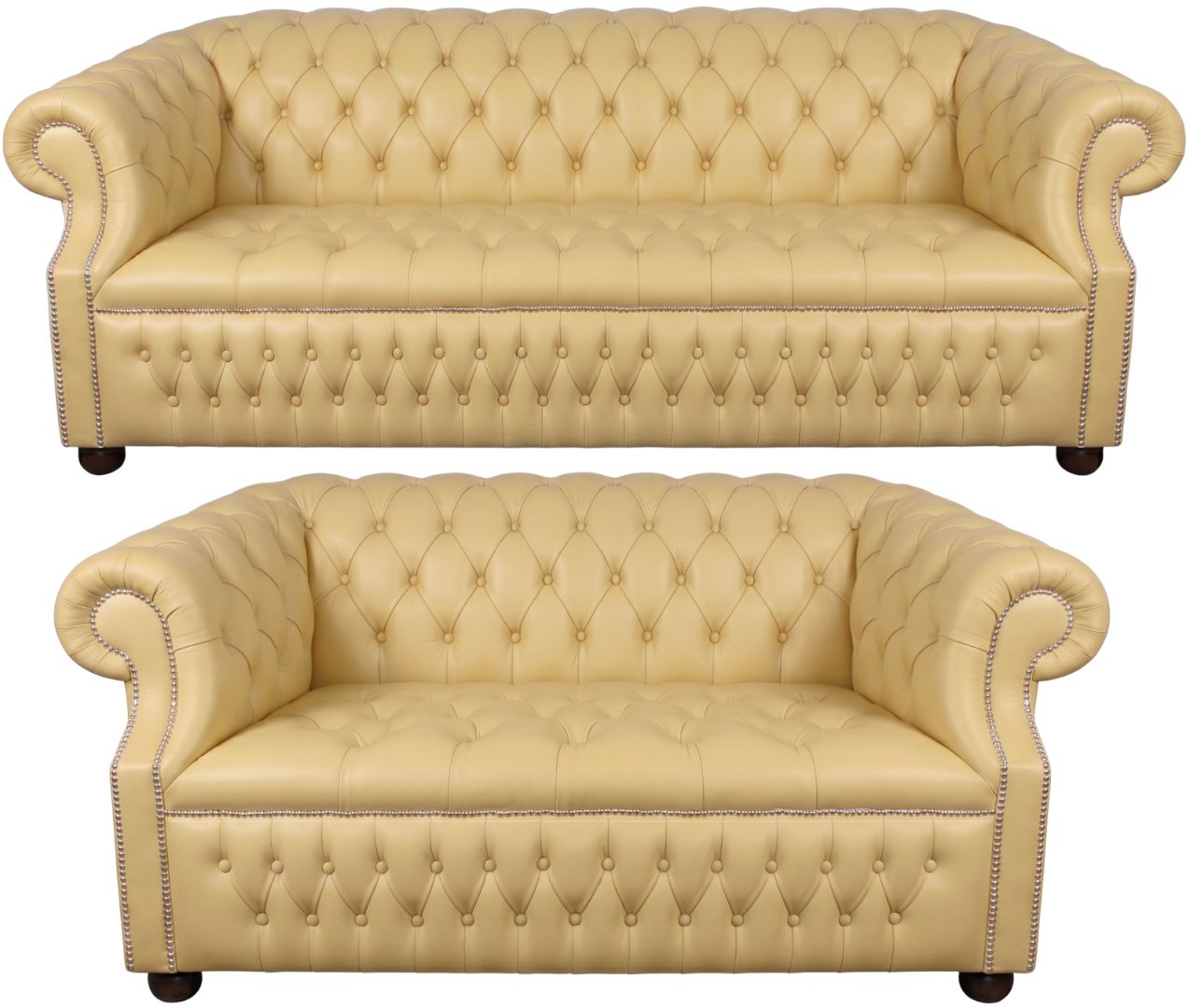 Rothwell Leather Chesterfield Sofa 3 Piece Suite | Fully Tufted