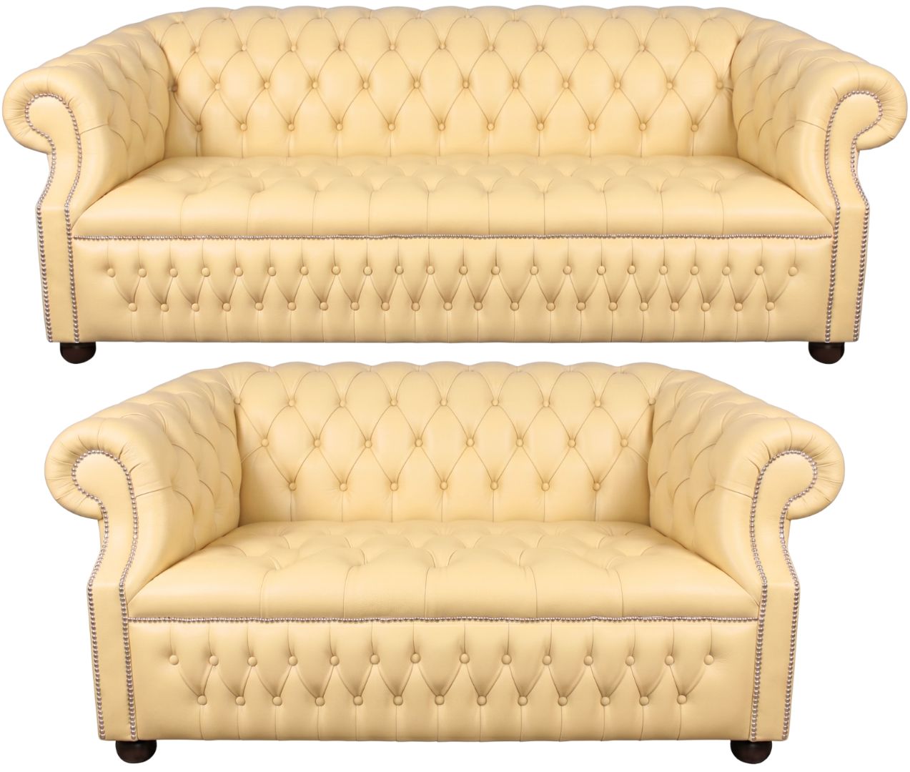 Rothwell Leather Chesterfield Sofa 3 Piece Suite | Fully Tufted