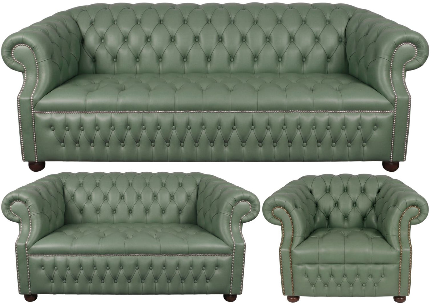 Rothwell Leather Chesterfield Sofa 3 Piece Suite | Fully Tufted