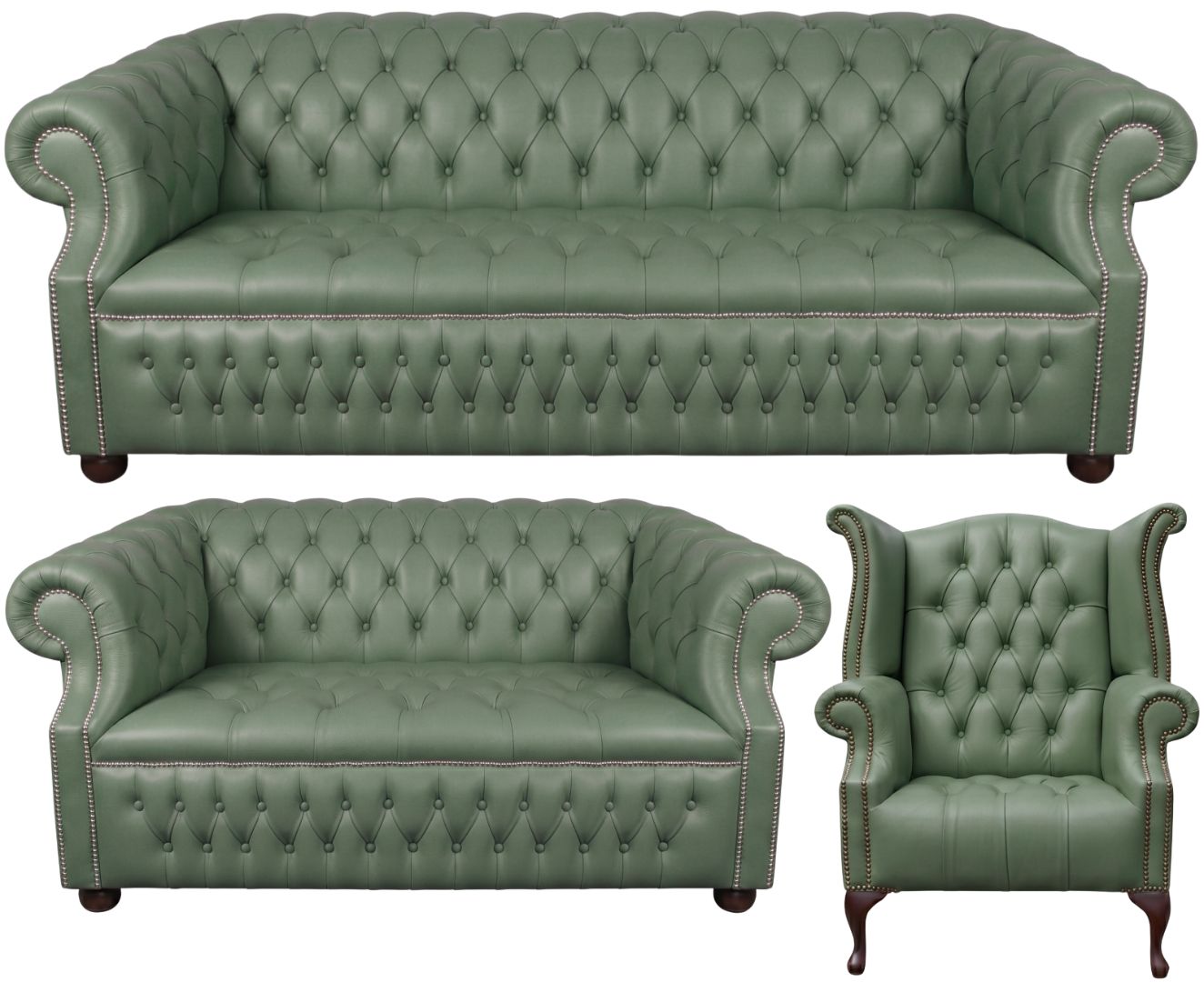 Rothwell Leather Chesterfield Sofa 3 Piece Suite | Fully Tufted