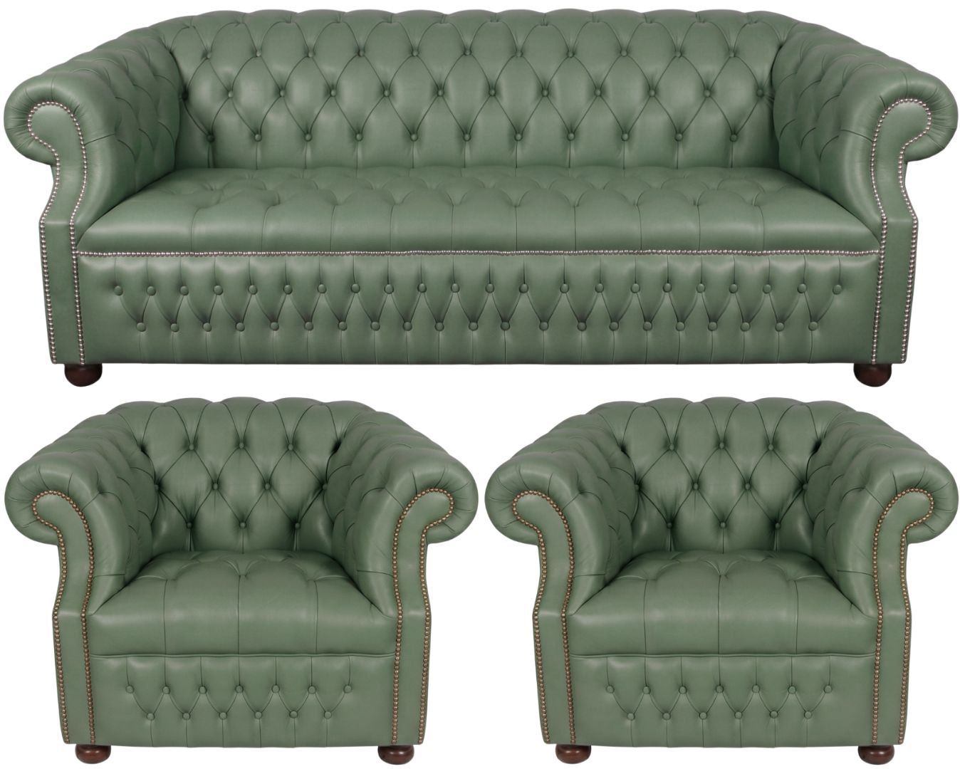 Rothwell Leather Chesterfield Sofa 3 Piece Suite | Fully Tufted