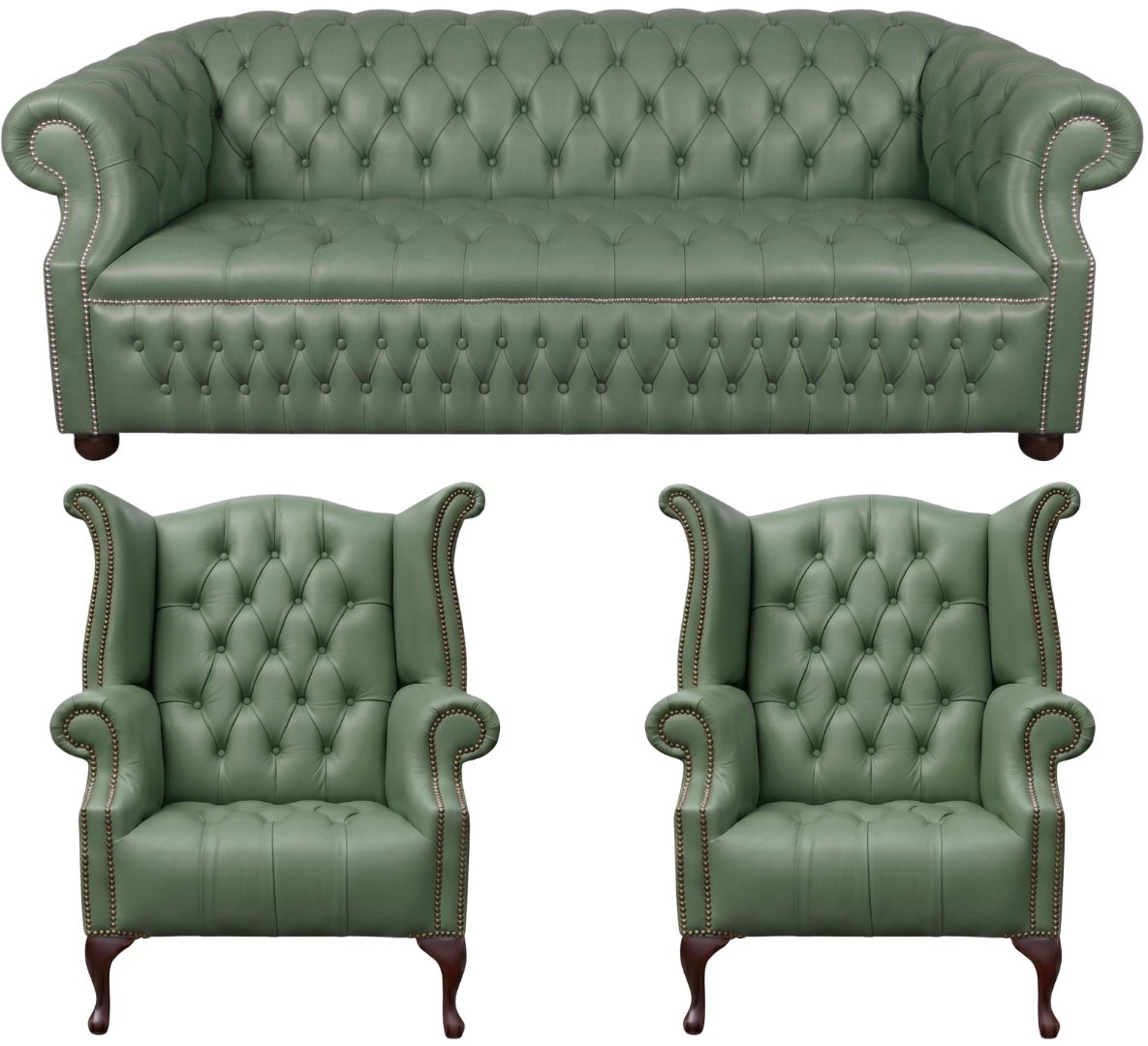 Rothwell Leather Chesterfield Sofa 3 Piece Suite | Fully Tufted