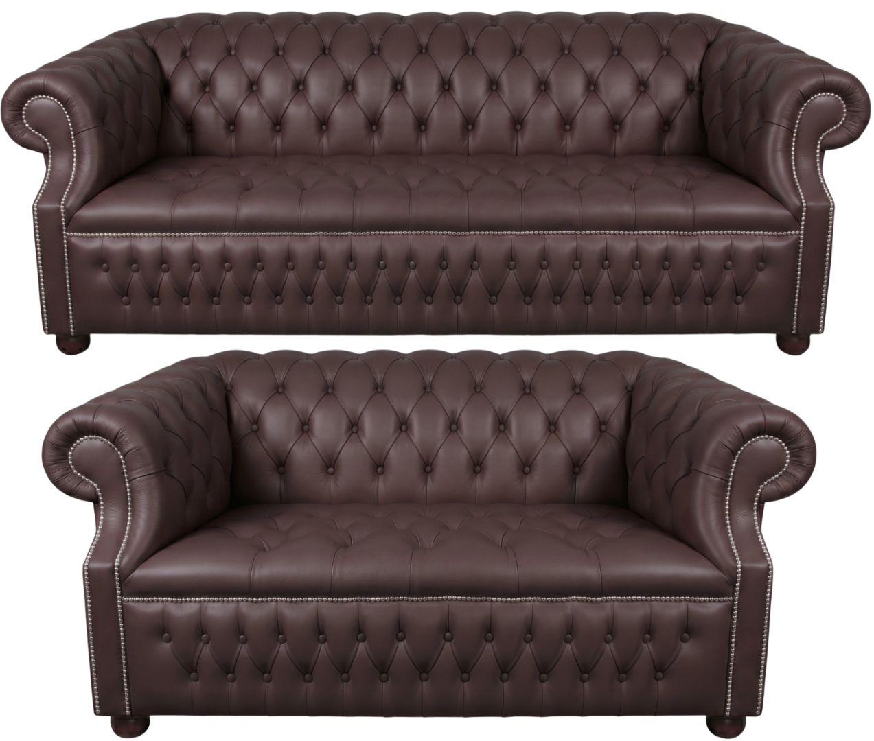 Rothwell Leather Chesterfield Sofa 3 Piece Suite | Fully Tufted