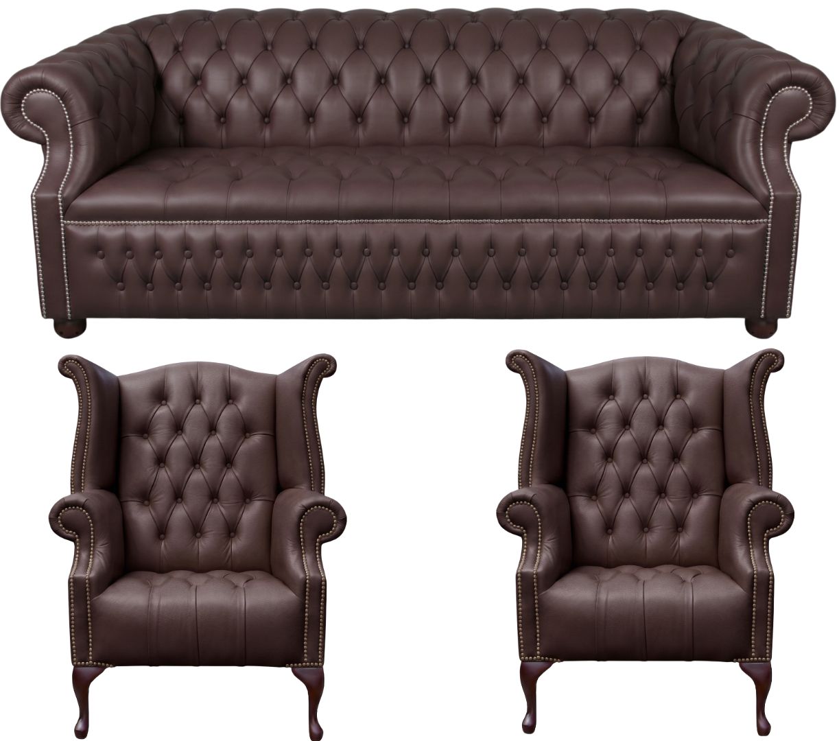 Rothwell Leather Chesterfield Sofa 3 Piece Suite | Fully Tufted