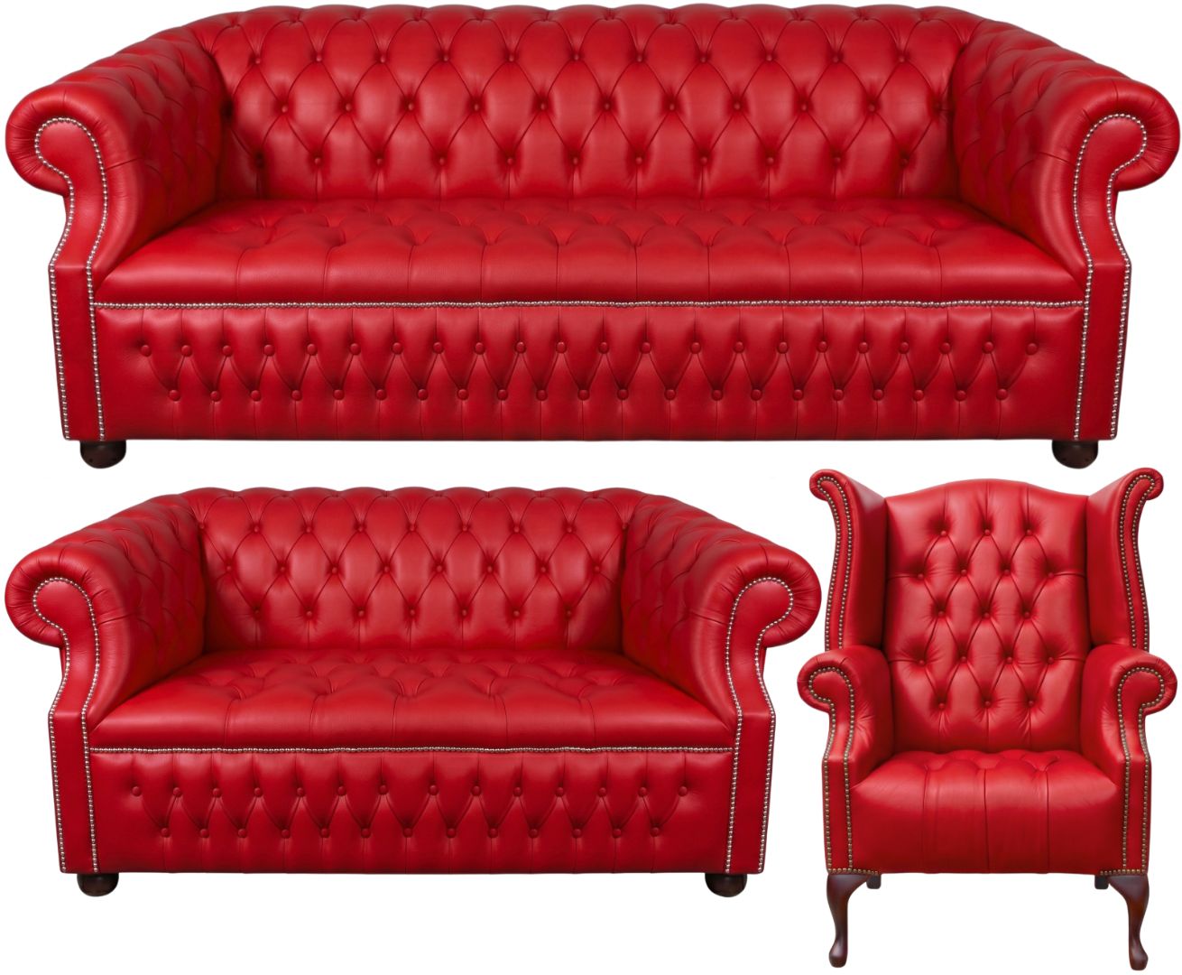 Rothwell Leather Chesterfield Sofa 3 Piece Suite | Fully Tufted