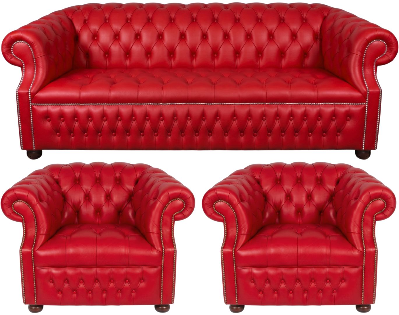 Rothwell Leather Chesterfield Sofa 3 Piece Suite | Fully Tufted