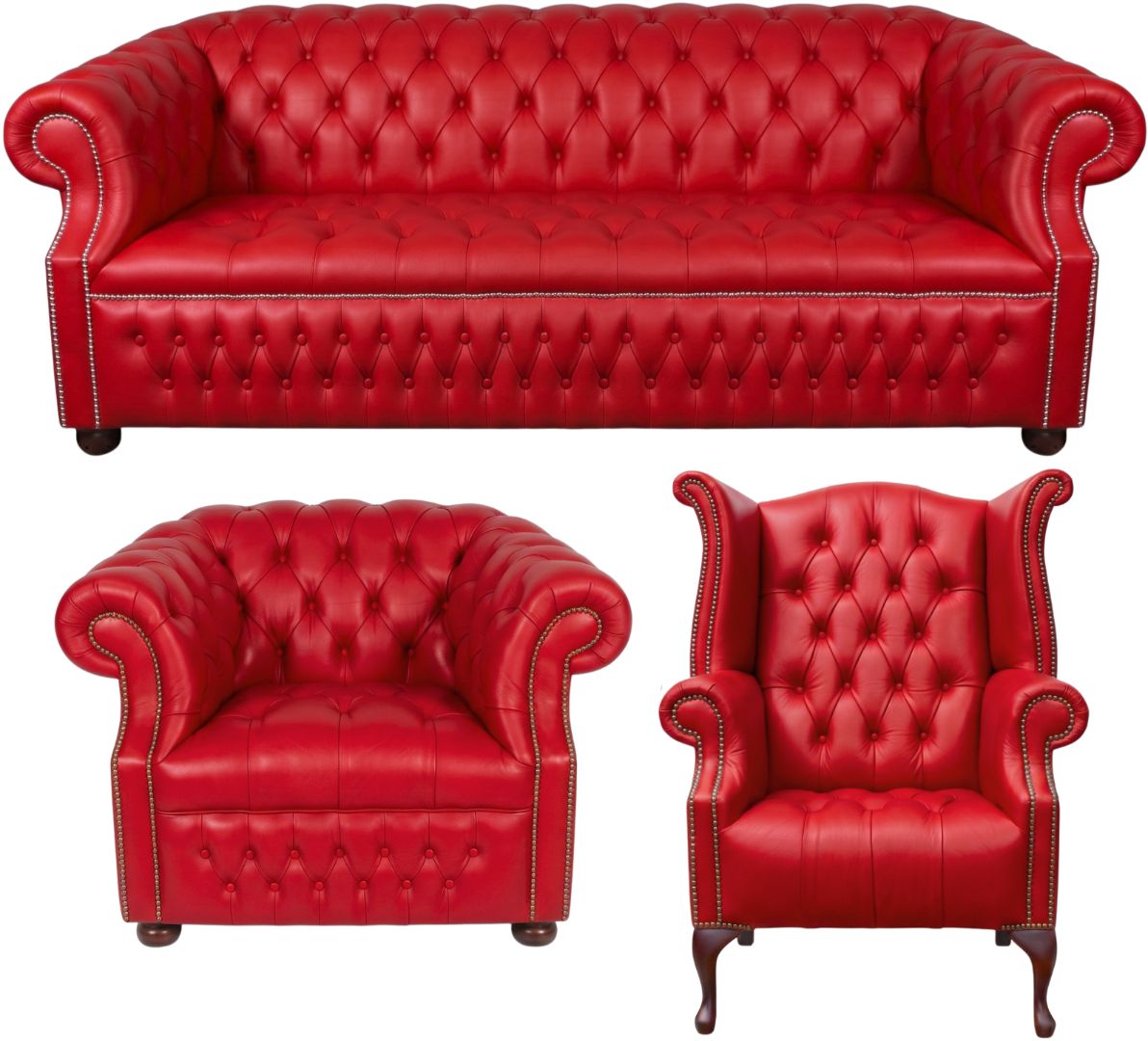 Rothwell Leather Chesterfield Sofa 3 Piece Suite | Fully Tufted