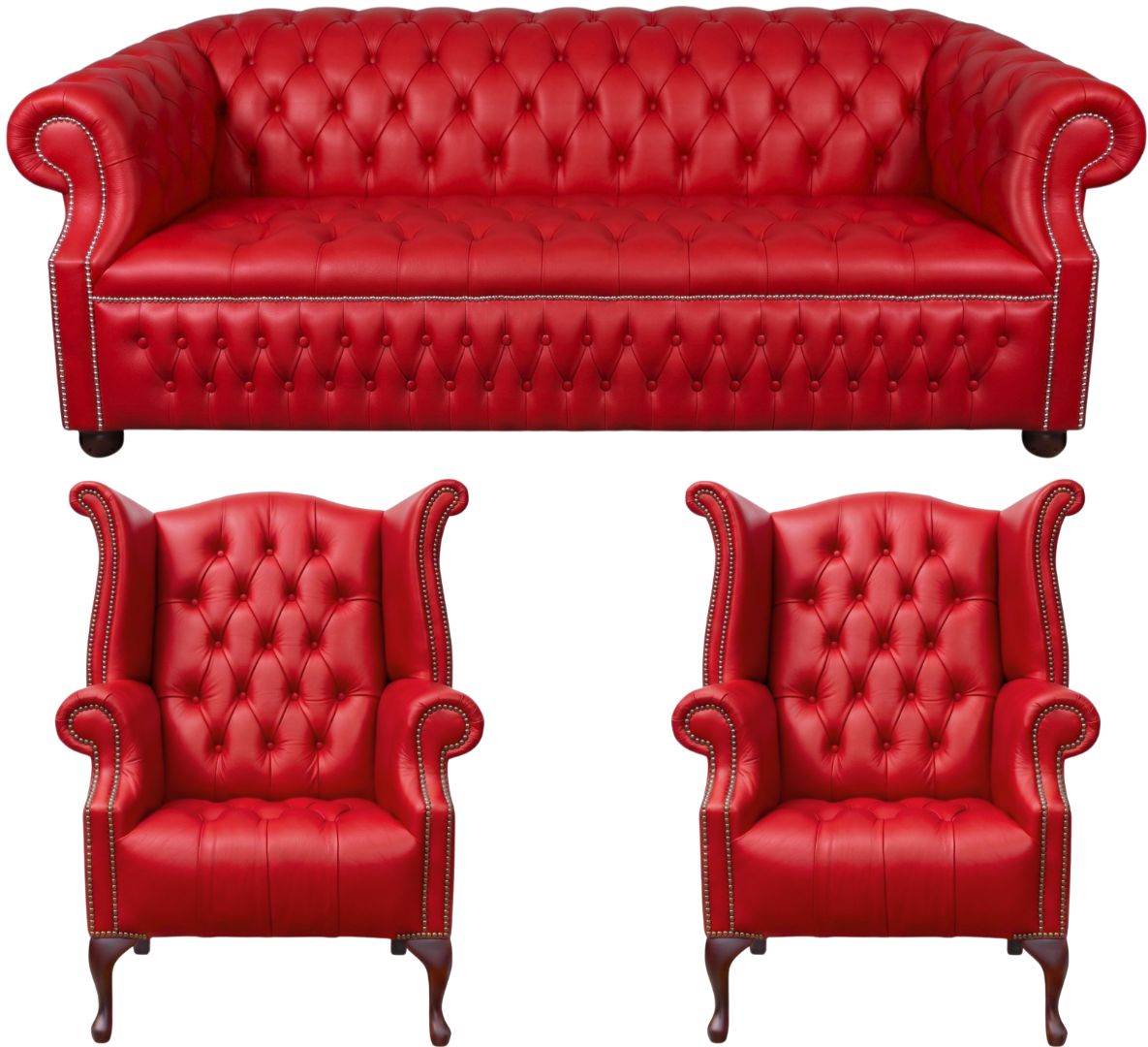 Rothwell Leather Chesterfield Sofa 3 Piece Suite | Fully Tufted